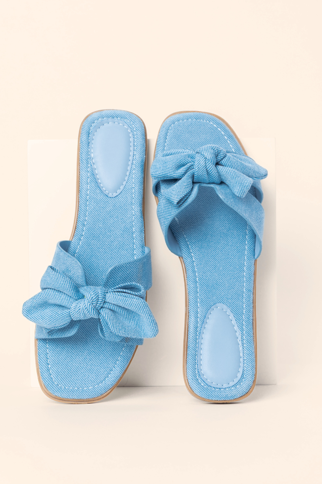 Reagan Denim Bow Sandals for Women - Comfortable Casual Summer Shoes - Perfect for Beach, Vacation & Everyday Wear