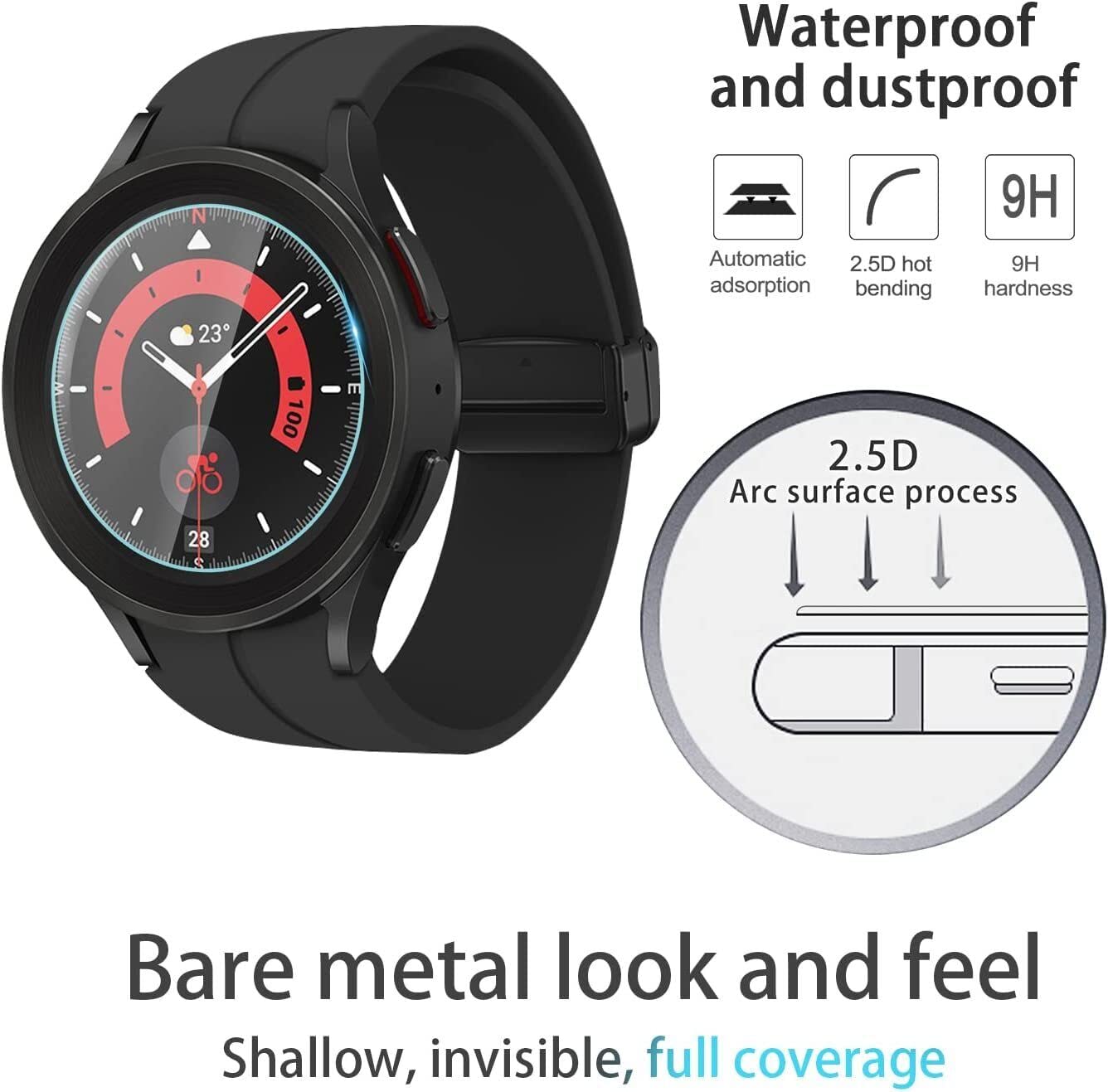 4-Pack Tempered Glass Screen Protector for Samsung Galaxy Watch 5 Pro 45mm - HD Clear, Bubble-Free, Scratch-Resistant for Workouts & Outdoor Activities