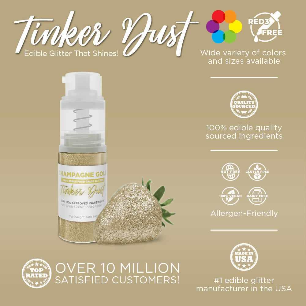 Premium Champagne Gold Tinker Dust® Glitter - 4g Spray Bottle for Crafts, DIY & Nail Art | Wholesale Bulk Glitter for Wedding Decor, Party Supplies & Cosmetics