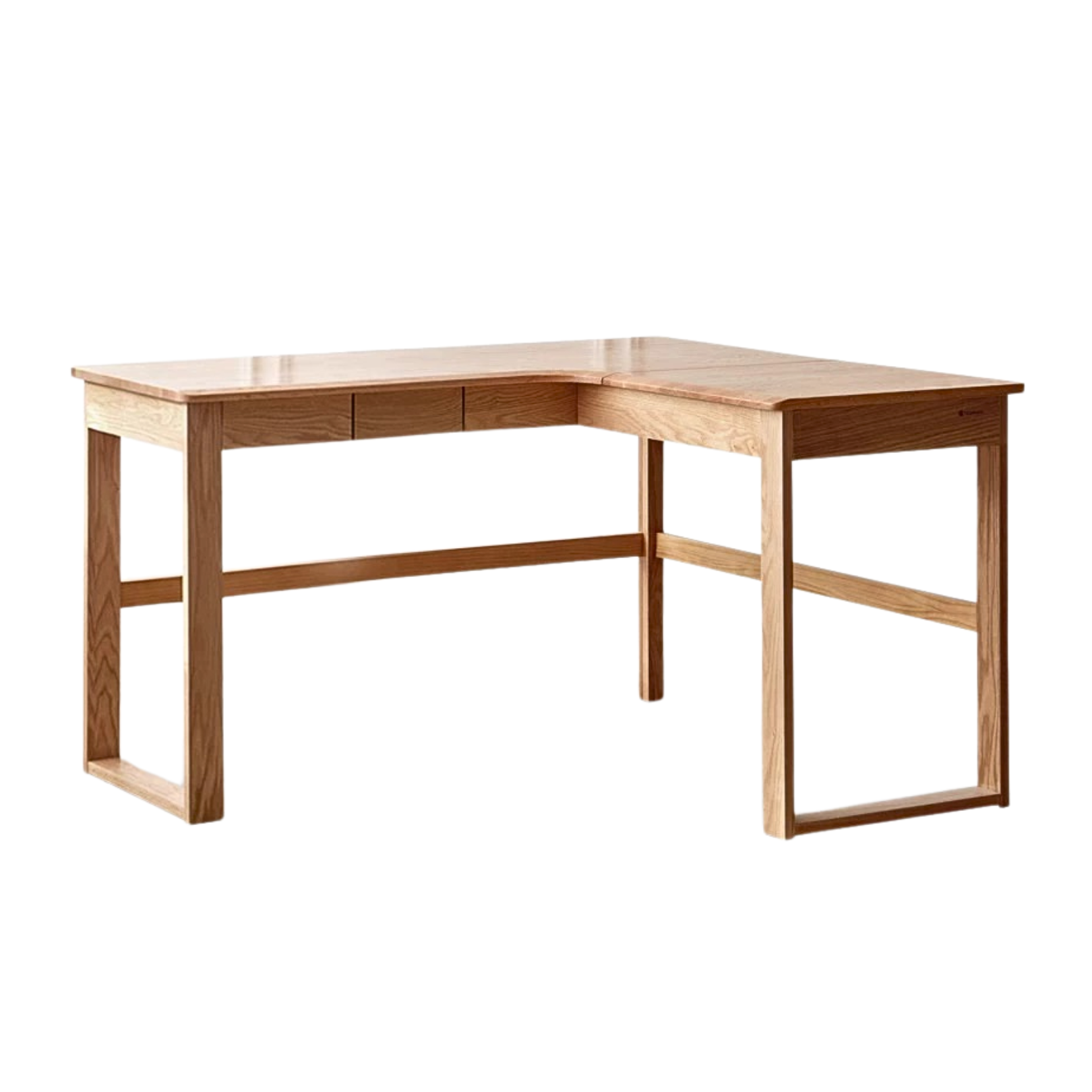 Solid Oak Wood L-Shaped Corner Office Desk - Modern Home & Office Workspace Solution for Productivity & Comfort