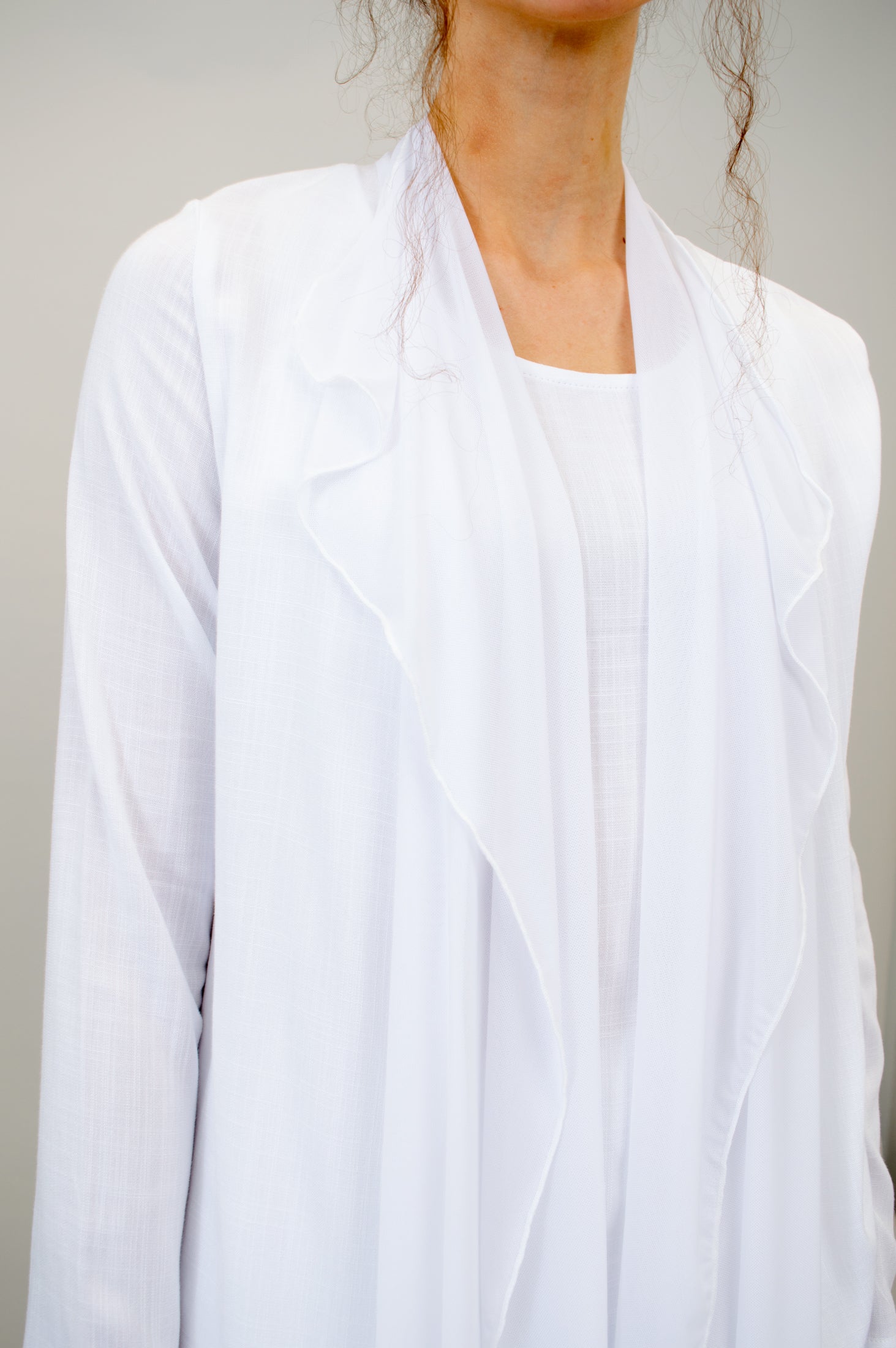 Premium Diana Jacket - White Linen Bamboo Blend Women's Lightweight Coat for Spring & Summer Outdoor Activities