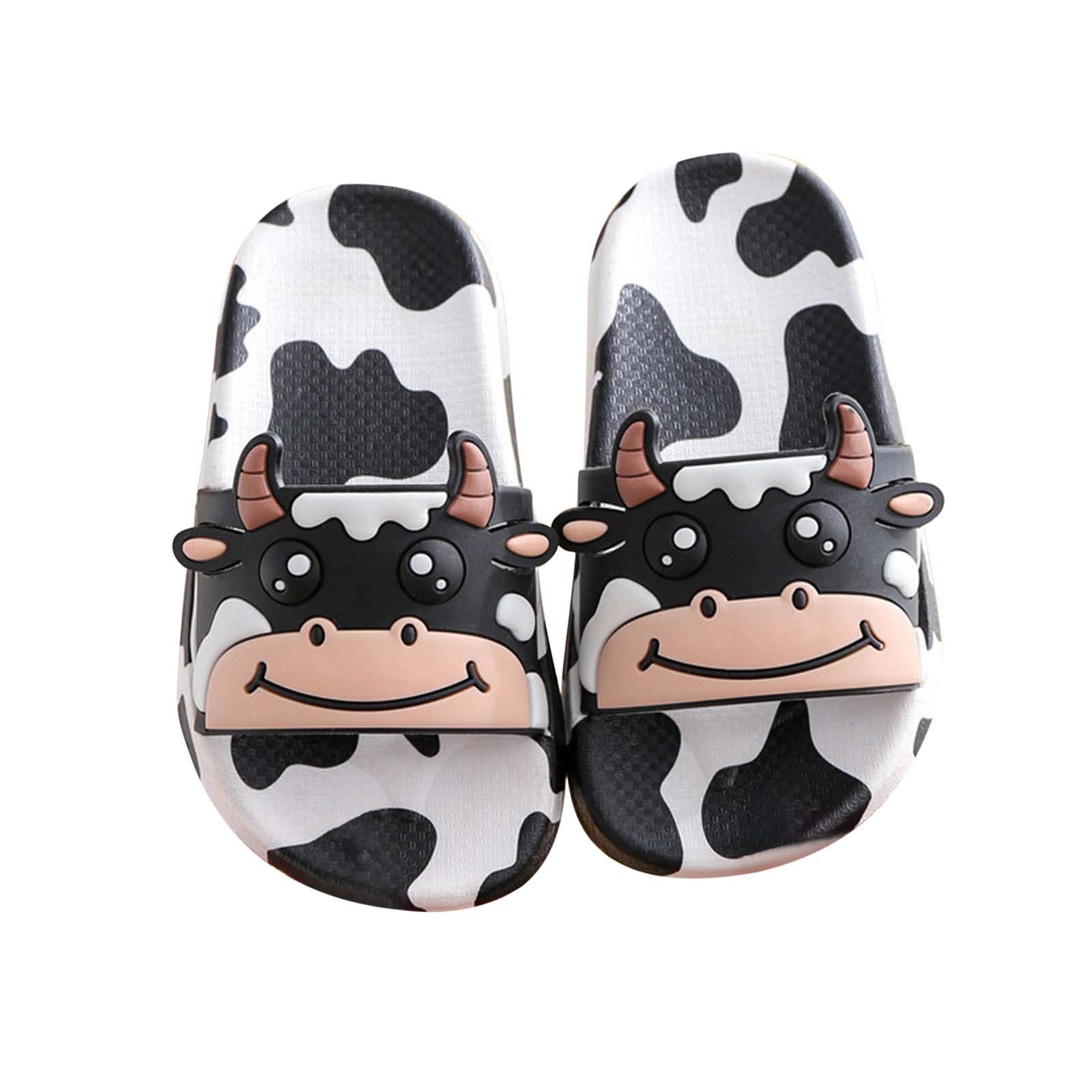 Hipattires Kids Cute Cow Cartoon Clogs - Non-Slip Beach Slides Sandals for Toddlers, Breathable Garden Clogs, Lightweight Slip-On Pool & Shower Slippers for Boys & Girls - Perfect for Summer, Beach, Swimming, and Outdoor Play