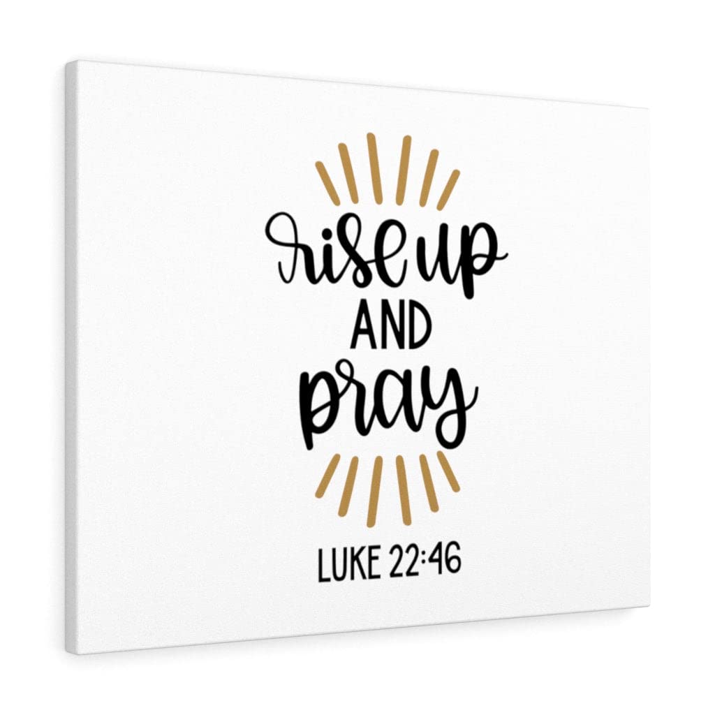 Christian Wall Art with Bible Verse - Luke 22:46 'Rise Up and Pray' Scripture Print, Ready to Hang Home Decor for Prayer Room, Church, or Inspirational Gift