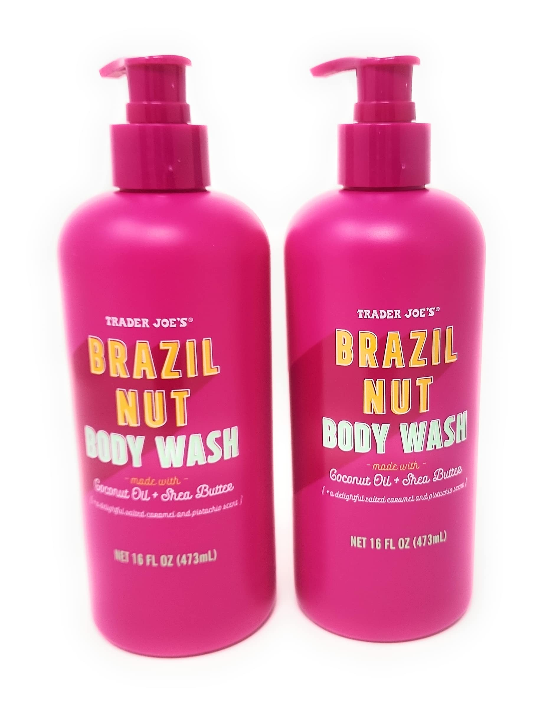 Trader Joe's Brazil Nut Body Wash with Coconut Oil & Shea Butter - 16 Fl Oz (473 ml) - Pack of 2 - Moisturizing & Nourishing for Dry Skin - Perfect for Shower & Bath Time Relaxation