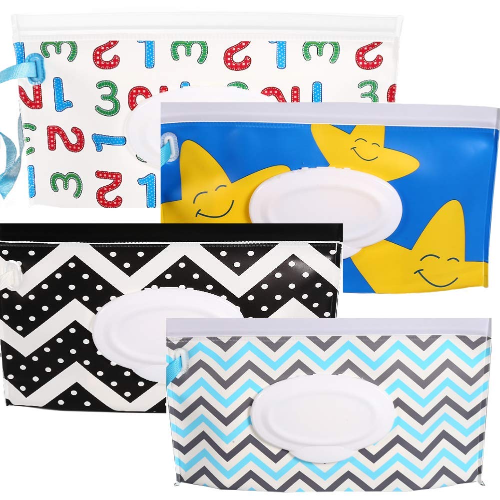 4 Pack Reusable Wet Wipe Dispenser - Travel-Friendly Moist Tissue Holder for Baby Diaper Bags, On-the-Go Wipes Case | Perfect for Diaper Changes, Outdoor Adventures & Daily Hygiene