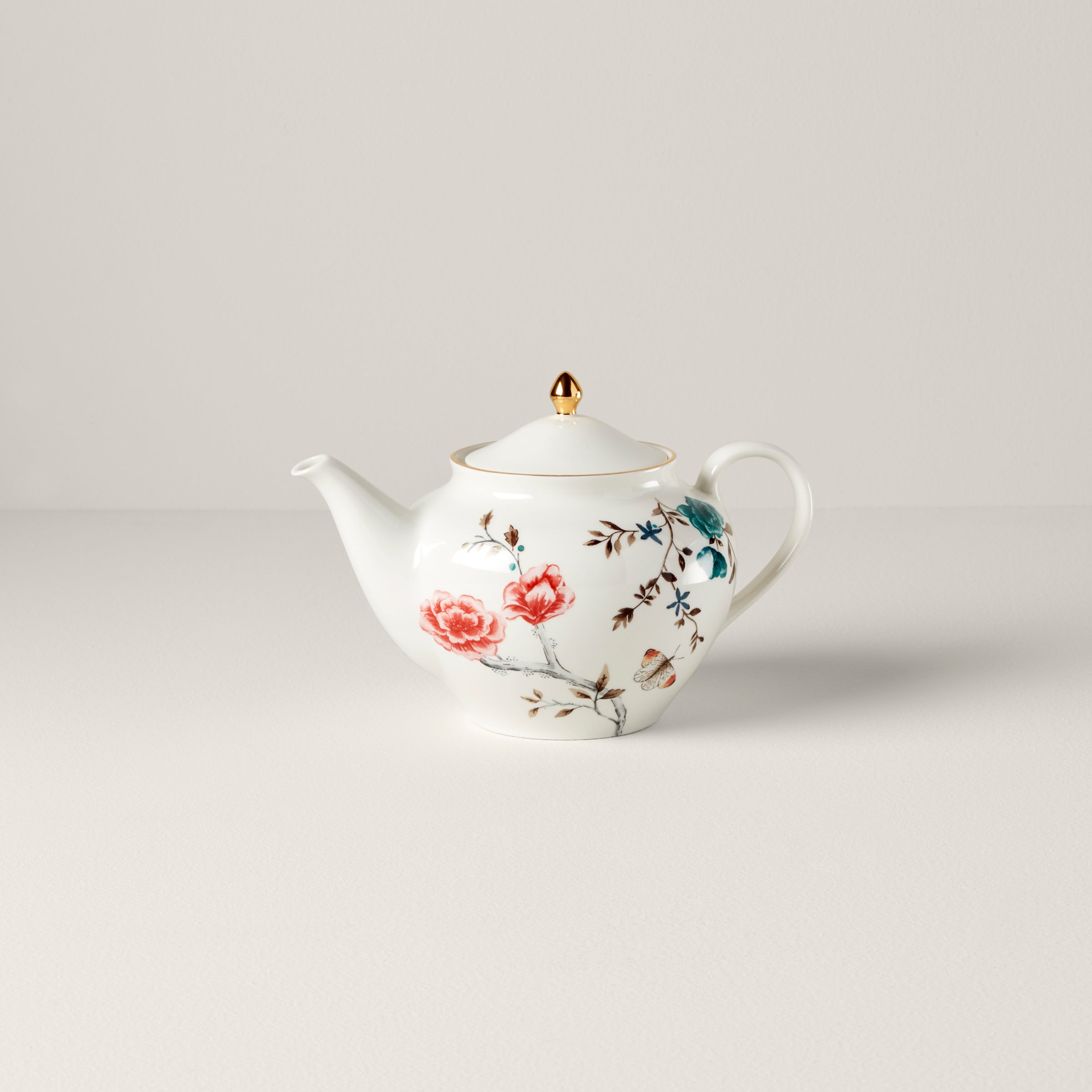 Sprig & Vine White Ceramic Teapot - Elegant Porcelain Tea Pot with Infuser for Loose Leaf & Herbal Tea - Perfect for Afternoon Tea, Gifts & Home Decor