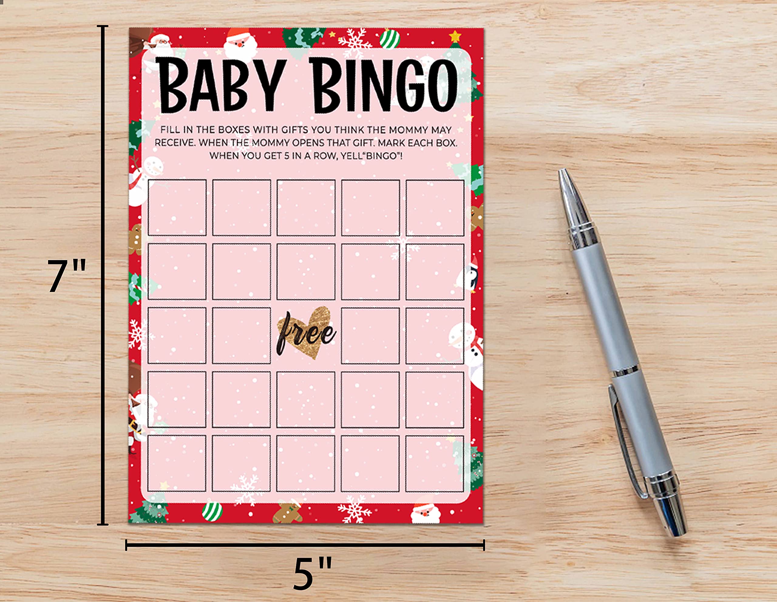 Baby Shower Game Cards - Set of 30 Gender Neutral Baby Bingo Cards for Christmas Parties & Newborn Celebrations - Perfect for Baby Showers, Gender Reveals & Holiday Gatherings