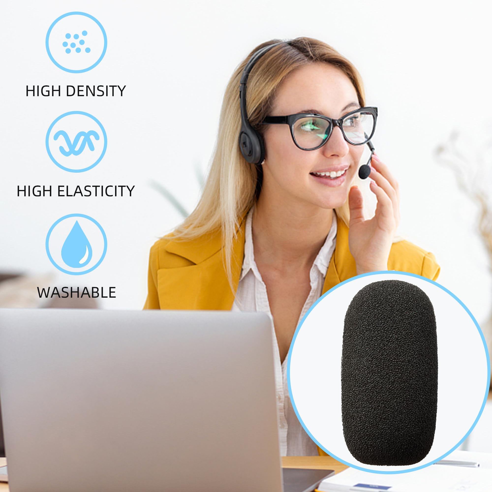 10 Pack Mini Foam Windscreens for Headset Microphone - High Density Mic Covers for Lavalier & Lapel Mics - Perfect for Podcasting, Streaming & Recording Studios