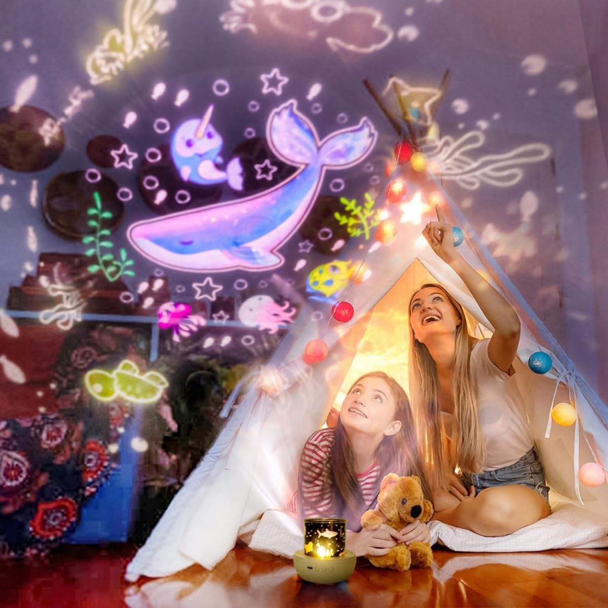 21 Sets of Star Galaxy Projector Night Light for Kids - 360° Rotating LED Light Projector for Bedroom, Ceiling, Nursery & Room Decor - Perfect for Christmas Gifts, Baby Sleep Aid, and Relaxing Nighttime Ambiance