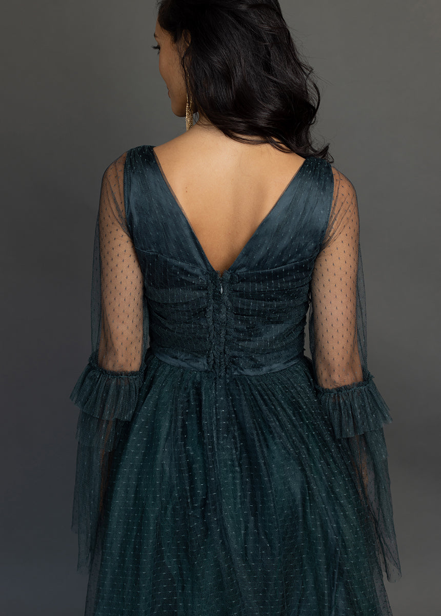 Haisley Impact Dress in Deep Spruce Green - Women's Elegant Bodycon Midi Dress for Work, Party & Date Night | Perfect for Office, Cocktail Events & Evening Outings