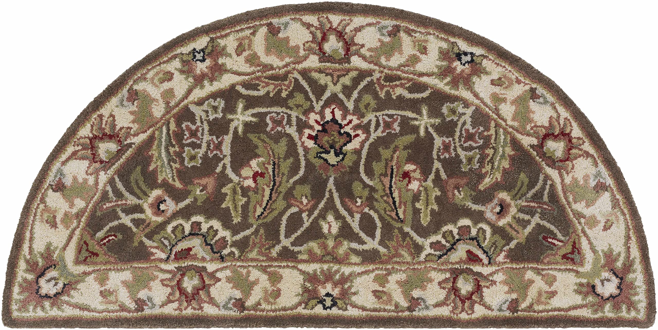 Hauteloom Eupora Wool Round Area Rug 8' - Traditional Brown Black Red Design - Soft & Durable for Living Room, Bedroom, Office - Perfect for Home Decor & Cozy Spaces