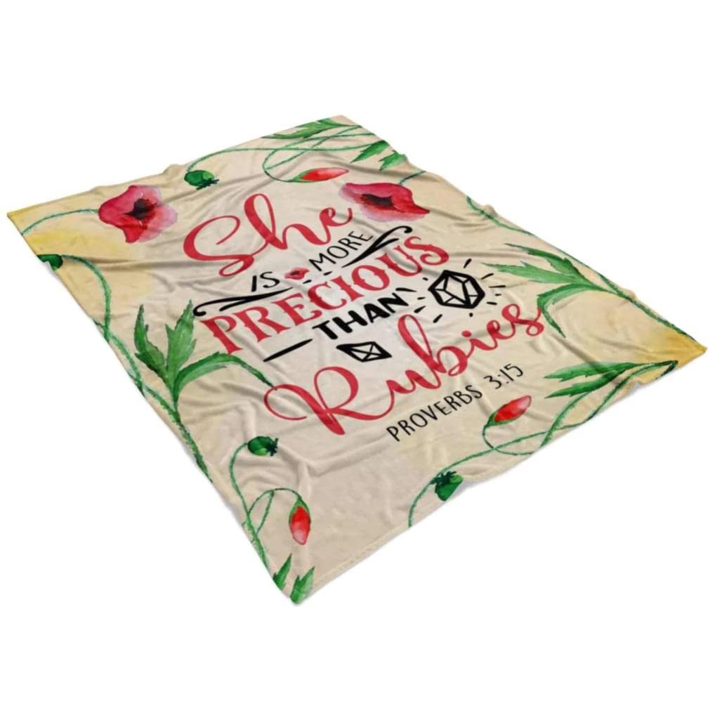 Christian Prayer Blanket with Proverbs 3:15 Bible Verse - Soft Fleece Religious Blanket for Women, Jesus & Lion Design - Perfect for Church, Bible Study & Comforting Prayer Time