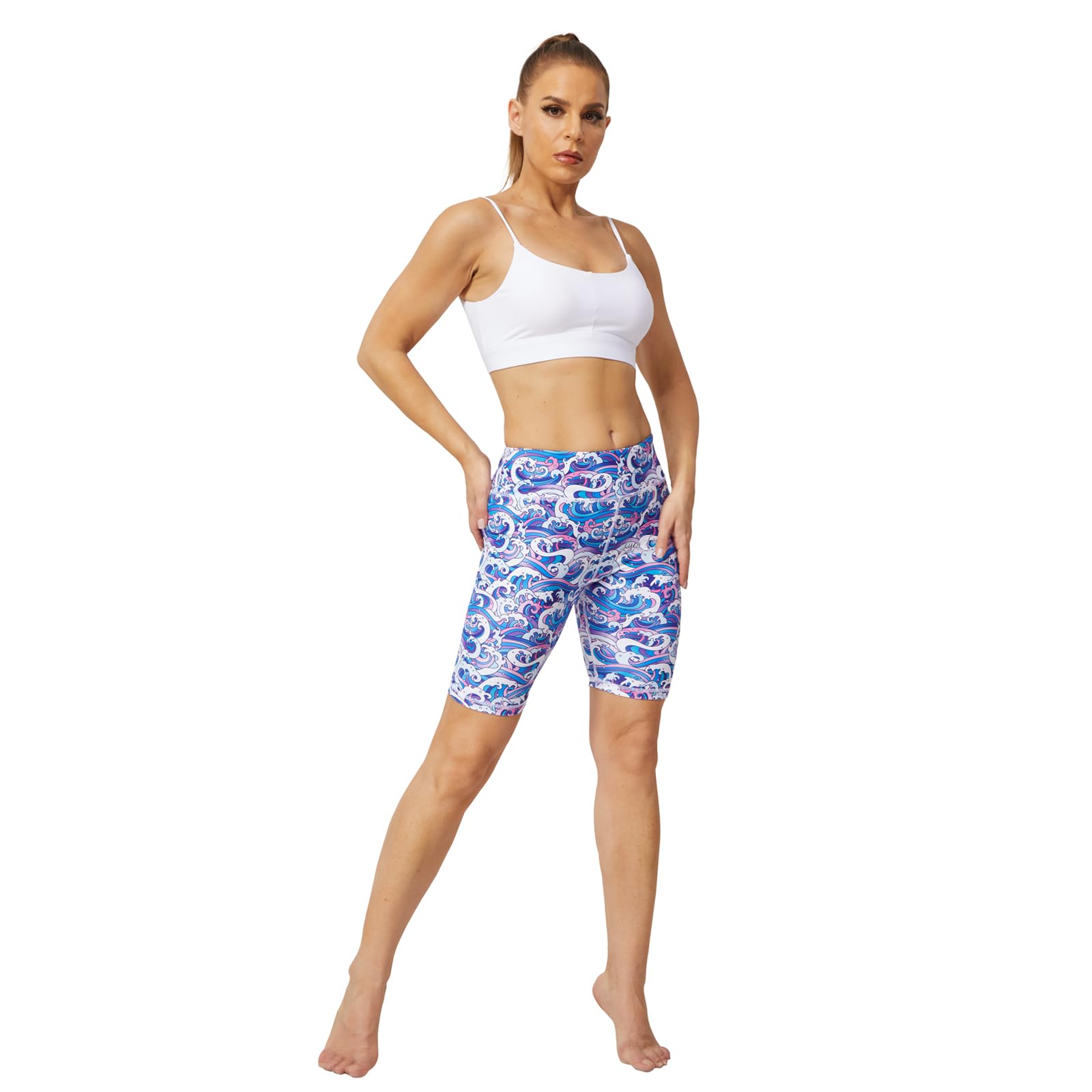 Printed Leggings with Pockets for Women - Tummy Control Capri Yoga Pants, Spandex Workout Leggings & Biker Shorts - Perfect for Yoga, Gym, Running & Casual Wear