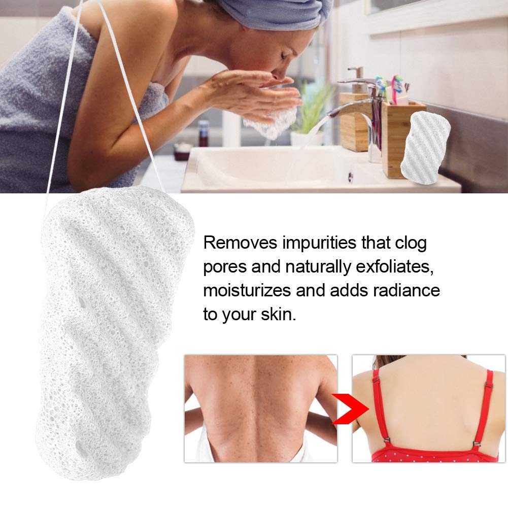 Organic Konjac Bath Sponges for Soft & Radiant Skin - Gentle Exfoliating Body Wash Scrubber, Vegan & Eco-Friendly (White) - Perfect for Sensitive Skin & Daily Facial/Body Cleansing Routine