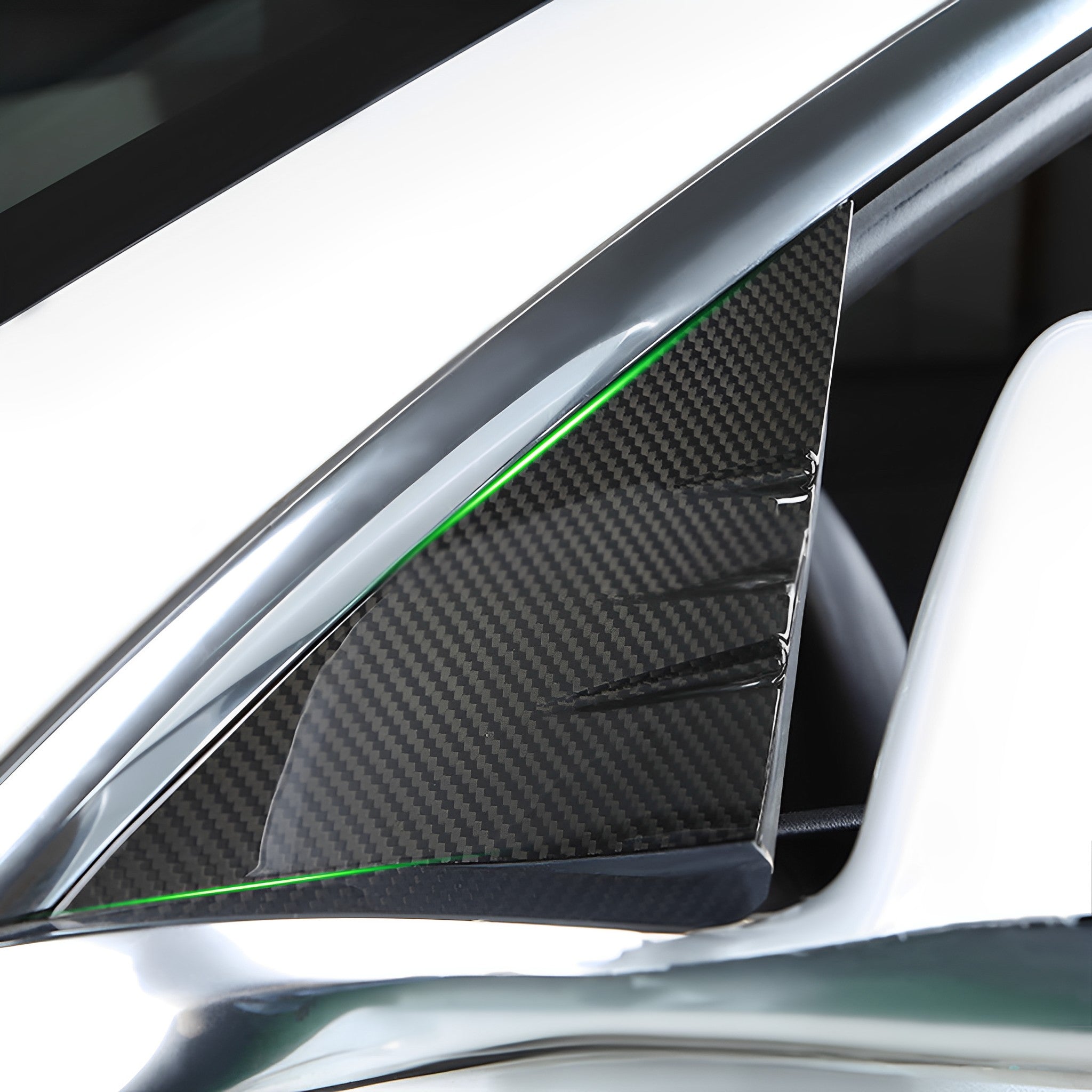 Premium Carbon Fiber A-Pillar Triangle Cover Trims for Tesla Model 3/Y & 2024+ Model 3 Highland - Lightweight & Durable Exterior Accessories - Perfect for Car Enthusiasts & Style Upgrades