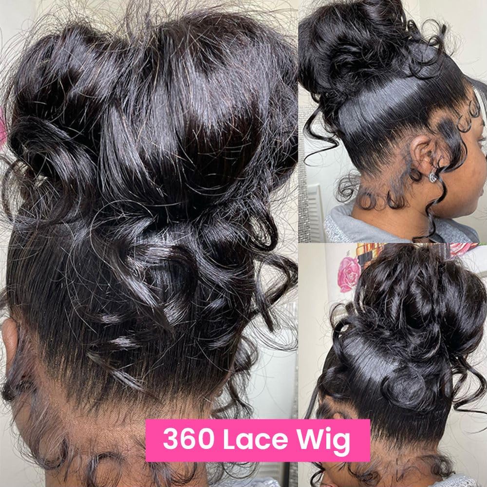 360 Lace Front Wigs Human Hair with Baby Hair - Brazilian Virgin Body Wave 200% Density HD Lace Wig for Women (24 Inch) - Perfect for Daily Wear, Cosplay & Special Occasions