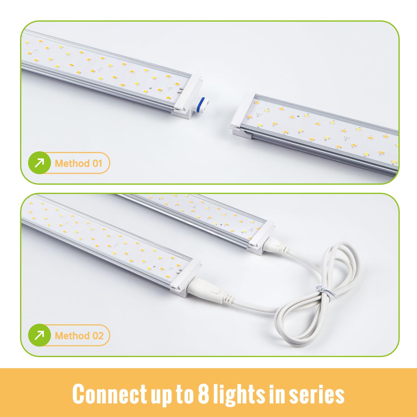 Full Spectrum LED Grow Lights 1.4FT - 660nm Red & 3600K White Hanging Plant Lights for Indoor Plants (2 Pack, 36W) - Perfect for Hydroponics, Greenhouse & Home Gardening