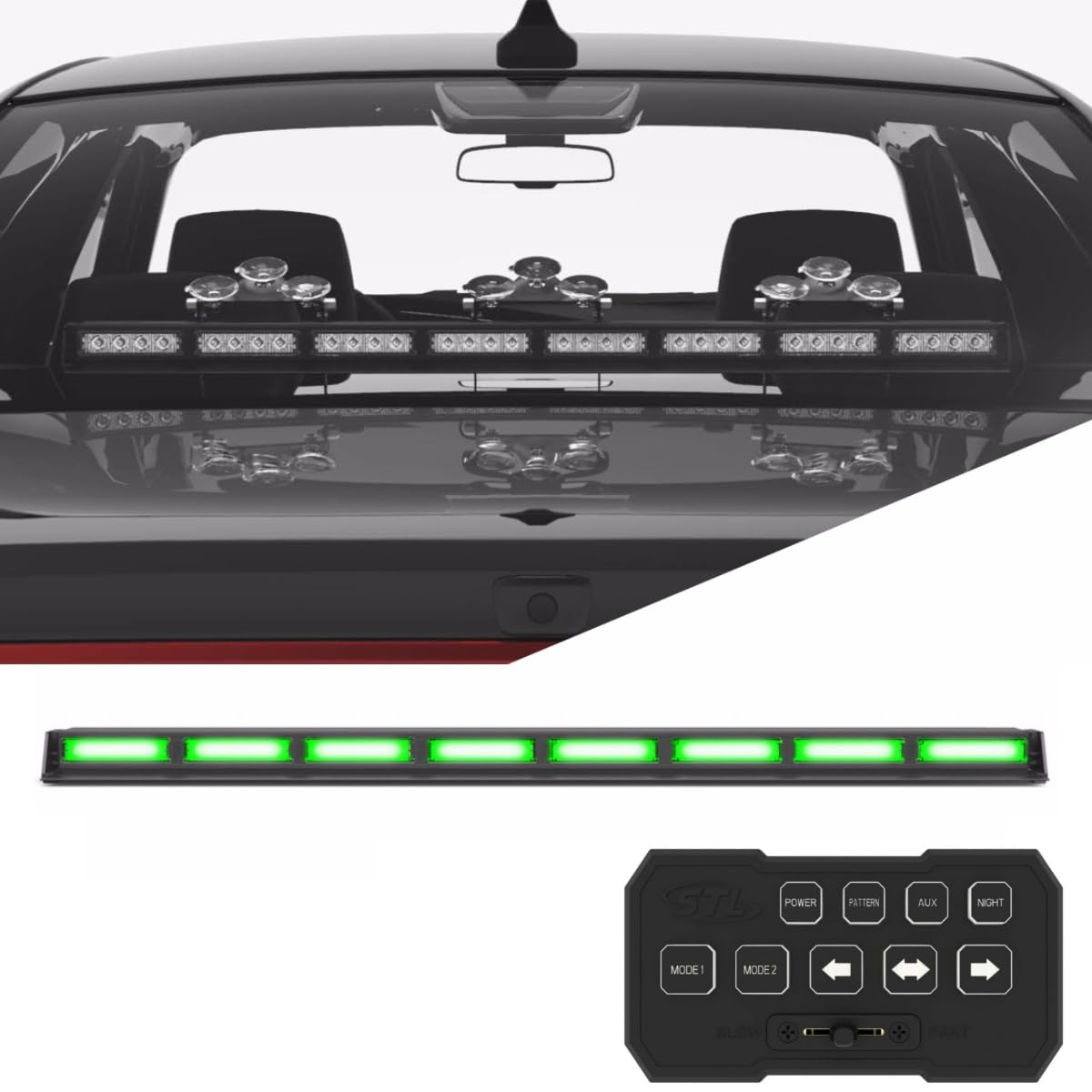 SpeedTech Lights Striker TIR 8 Head LED Traffic Advisor Light Bar - Emergency Vehicle Strobe Warning Light for Police Cars, Ambulance, Fire Trucks & Construction Vehicles - High Visibility Directional Safety Lighting for Roadside Emergencies & Traffic Control