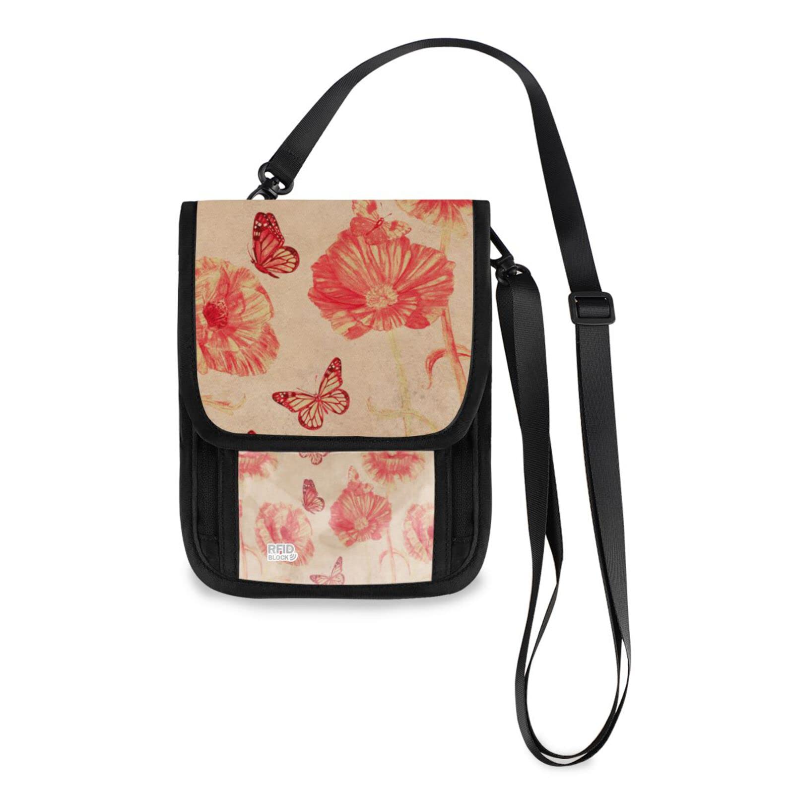 Women's Small Crossbody Phone Purse - Floral Butterfly Design Mini Messenger Shoulder Bag with Wallet Compartment | Perfect for Daily Use, Travel & Shopping