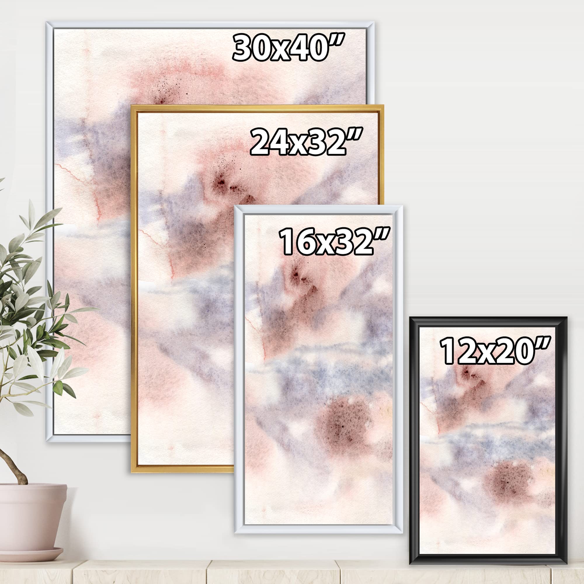 Pastel Abstract Canvas Wall Art - Blue Pink Gray & Red Spots Modern Framed Print | Perfect for Living Room, Bedroom & Office Decor
