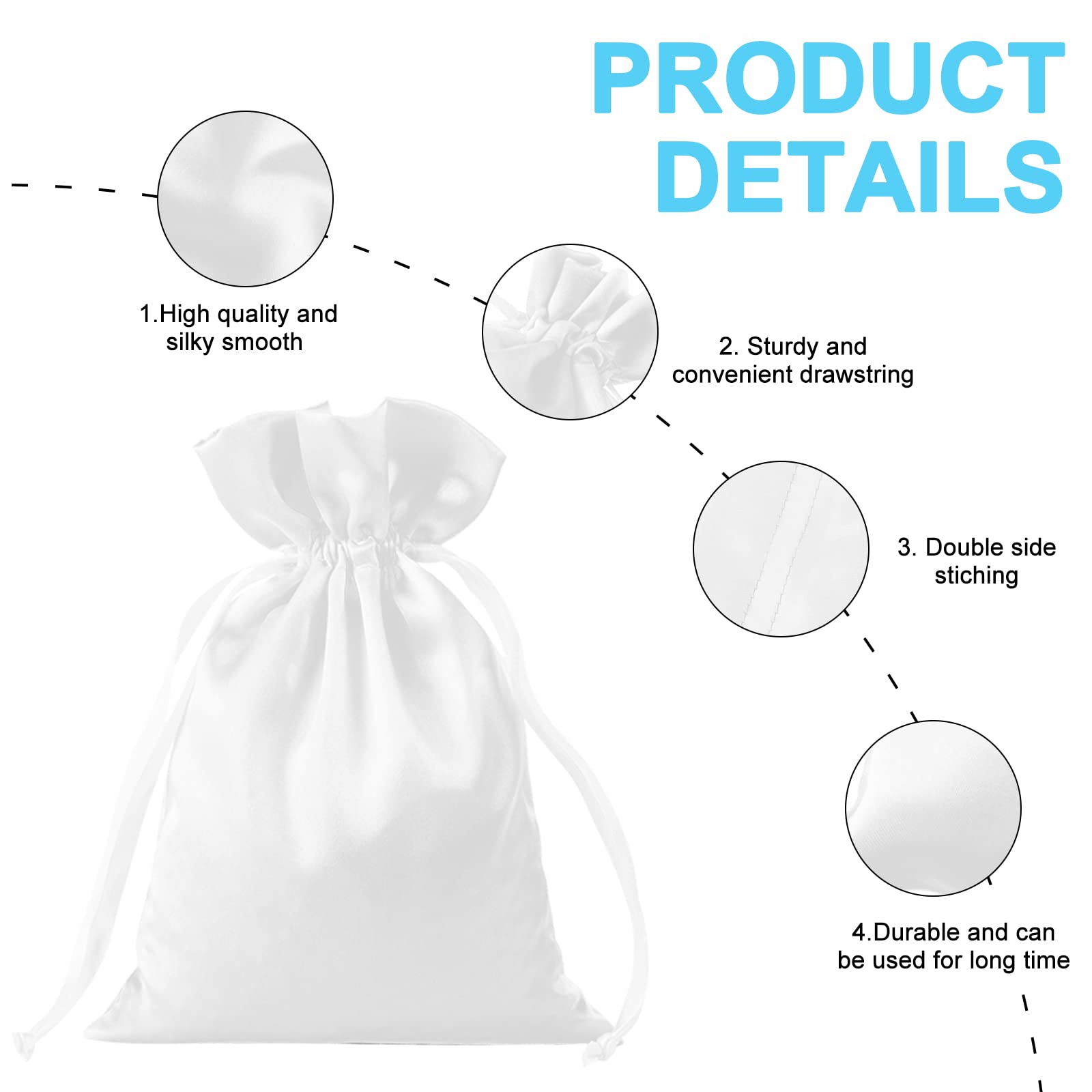 30pcs White Satin Drawstring Gift Bags 6x9.5 Inch - Elegant Wedding Favor Bags, Christmas Party Favors, Jewelry Pouches for Small Gifts & Accessories | Perfect for Bridal Showers, Baby Showers & Holiday Gift Wrapping
