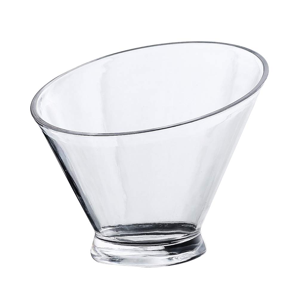Clear Acrylic Slant Salad Bowl - 15cm Food Serving Container for Snacks, Desserts, Fruits & Vegetables | Perfect for Parties, Picnics & Kitchen Storage
