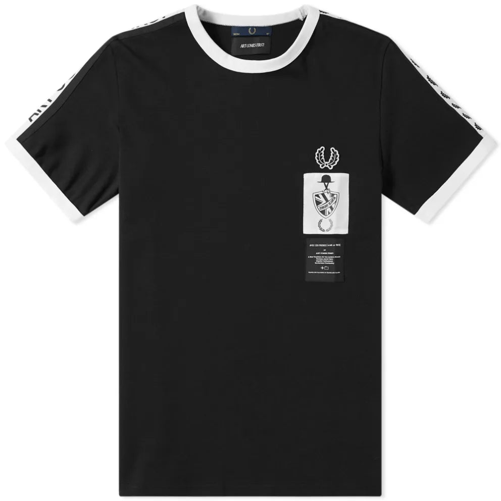 Fred Perry X Art Comes First Ringer T-Shirt - Classic Cotton Polo Collar Tee for Men & Women | Vintage-Inspired Casual Wear for Street Style & Music Festivals