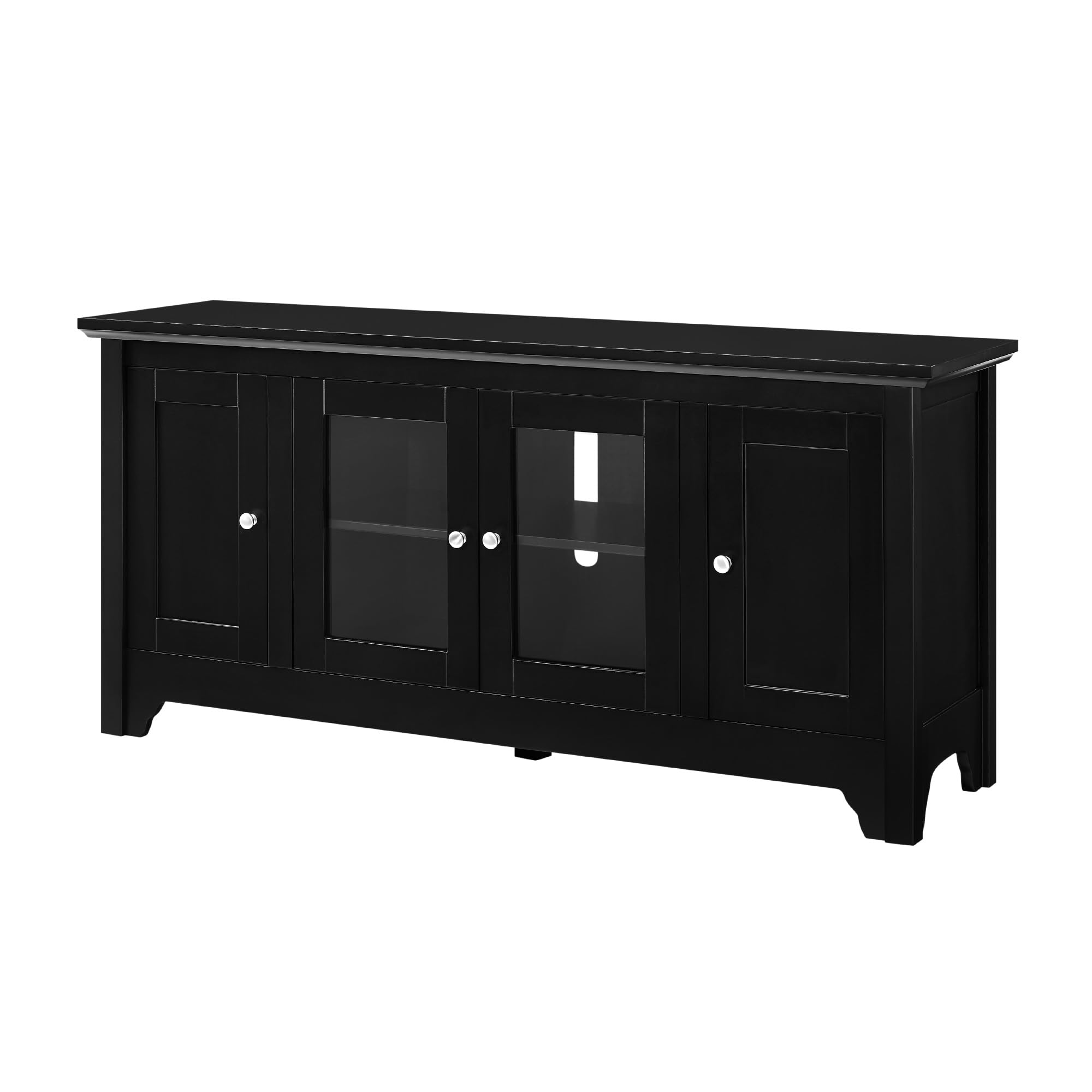 Walker Edison 52 Inch Black Universal TV Stand with Storage Cabinets for TVs up to 58
