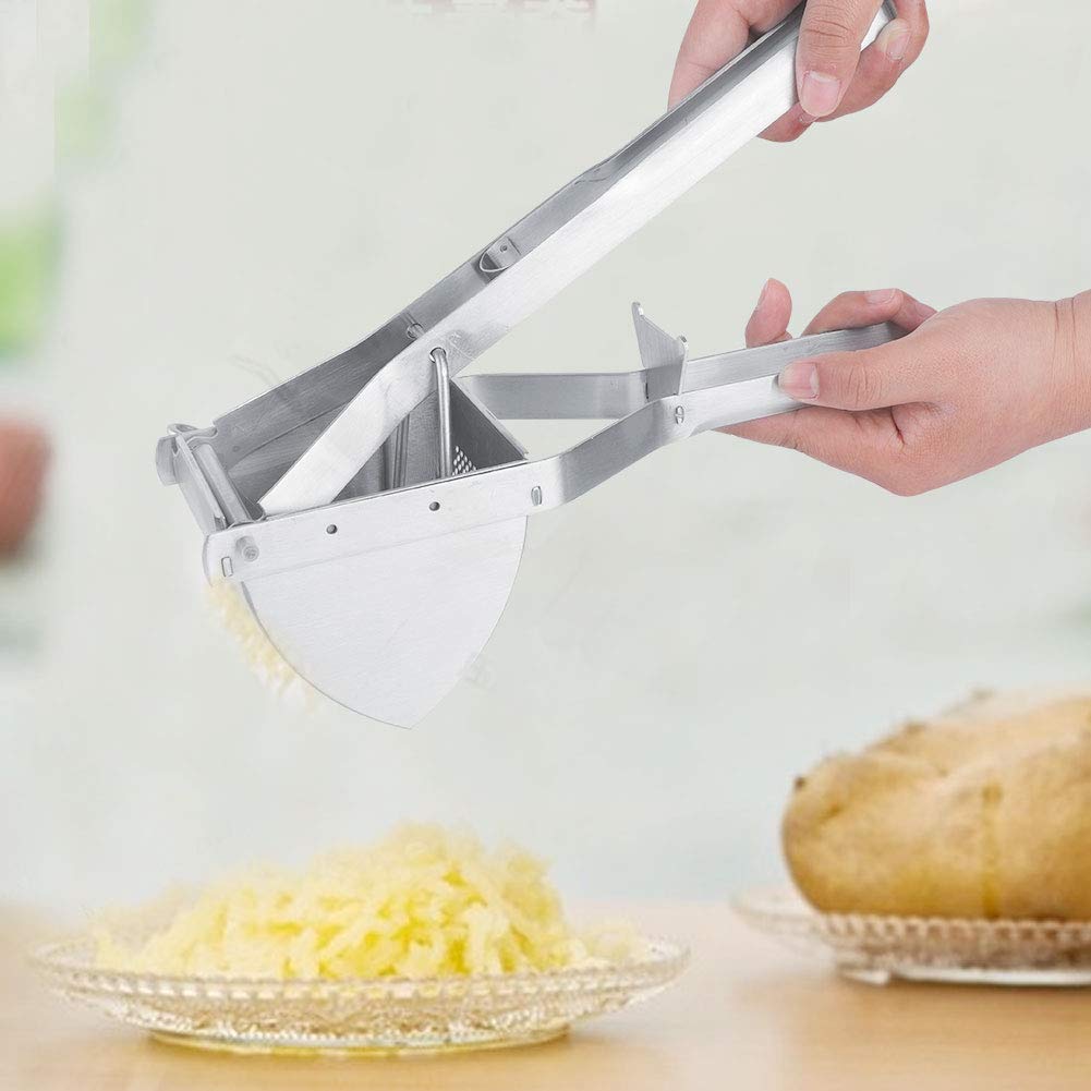 Premium Stainless Steel Potato Masher - Heavy Duty Fruit & Garlic Crusher for Smooth Puree, Guacamole, Baby Food - Ideal for Kitchens, Restaurants & Home Cooking