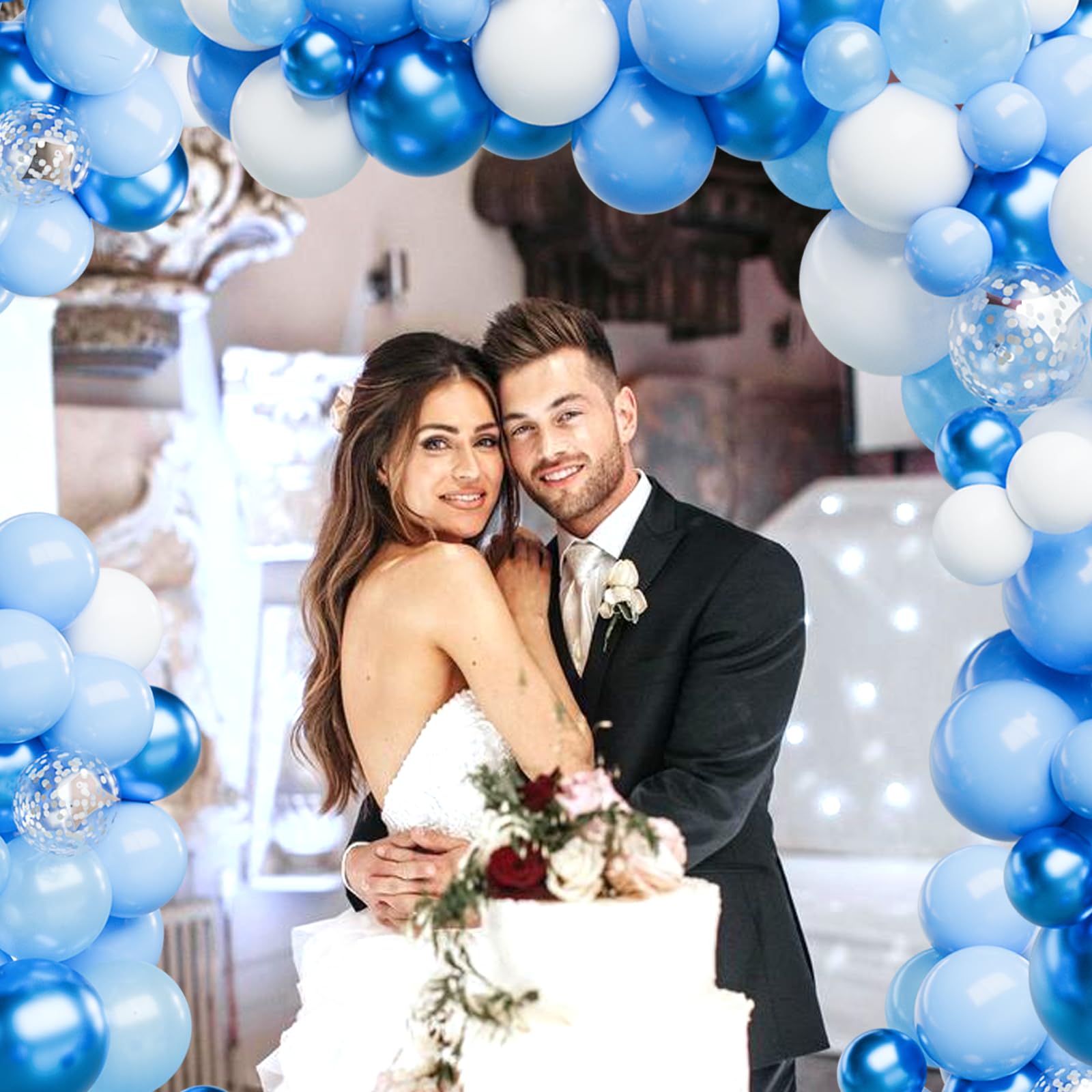 Blue and White Balloon Garland Arch Kit - 120pcs Light Blue & White Balloons Set with Different Sizes | Perfect for Baby Showers, Birthday Parties, Bridal Showers & Anniversary Decorations