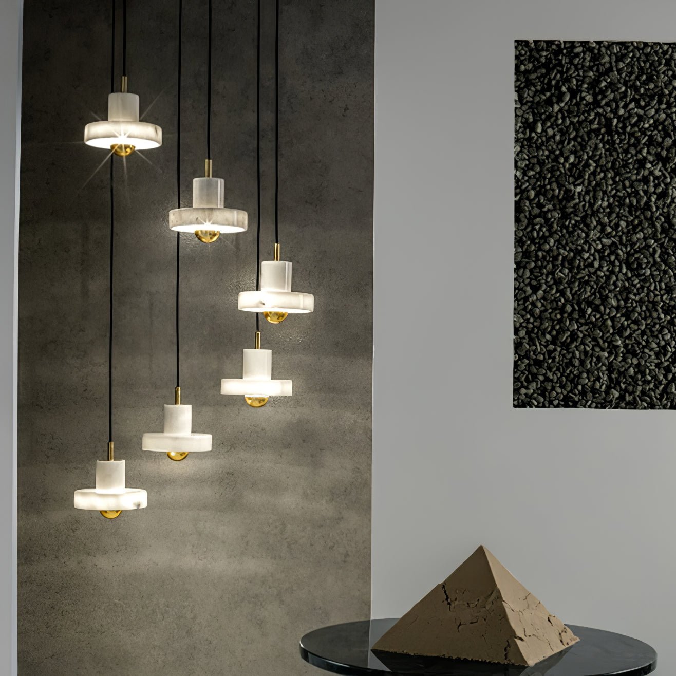 Marble Aura Pendant Lamp - Modern Glass Ceiling Light Fixture with Crystal Accents for Dining Room, Kitchen Island & Bedroom Lighting