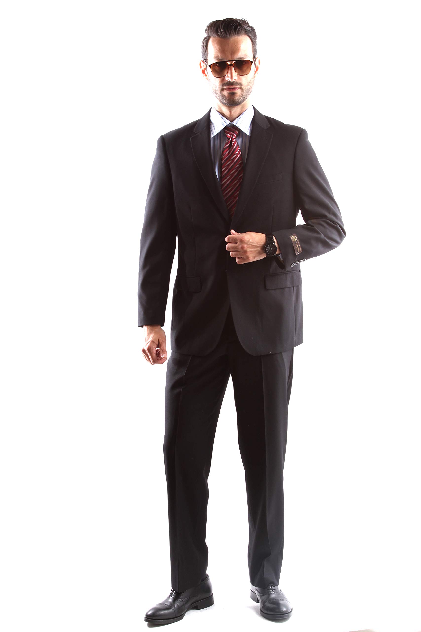 Caravelli Men's Slim Fit Single Breasted 2-Button Suit Jacket & Pants Set - Formal Business Attire for Weddings, Interviews & Office Wear