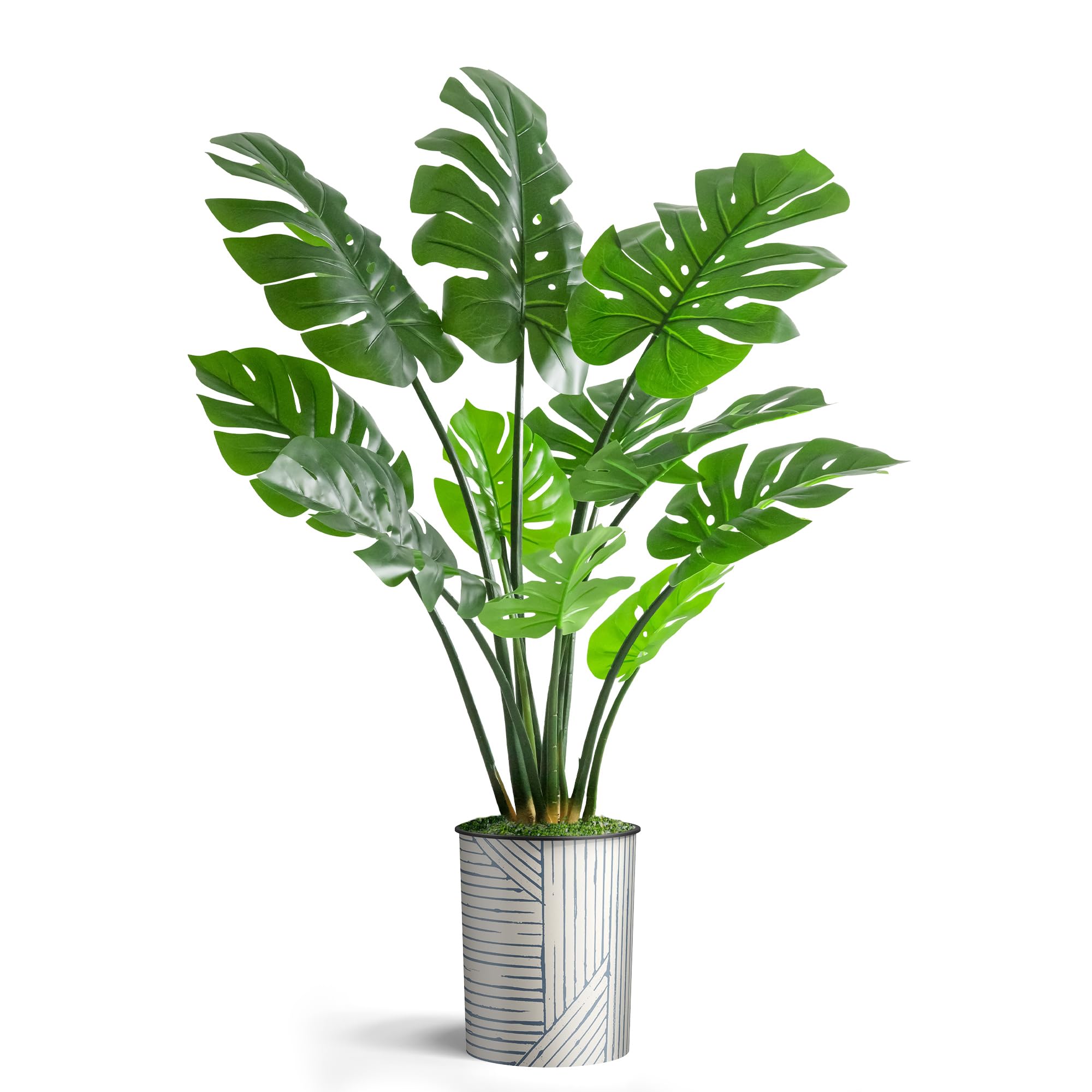 Artificial Monstera Silk Tree in Geometric Planter - 56