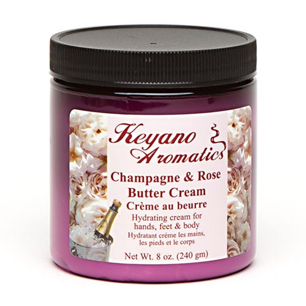 Keyano Aromatics Champagne & Rose Scented Body Butter Cream - 8 oz Luxurious Moisturizer for Dry Skin | Perfect for Spa Days, Gift Sets & Self-Care Rituals