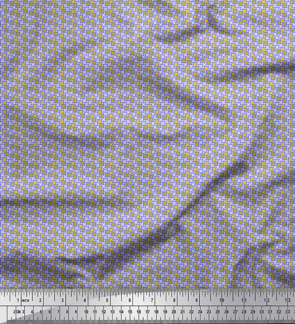 Soimoi 100% Cotton Canvas Fabric - Purple Diamond & Cross Geometric Print - 42