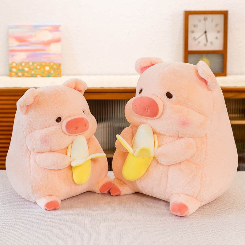 Adorable Chubby Banana Eating Pig Plush Toy - Cute Stuffed Animal Gift for Kids & Adults | Perfect for Birthday, Valentine's Day & Home Decor