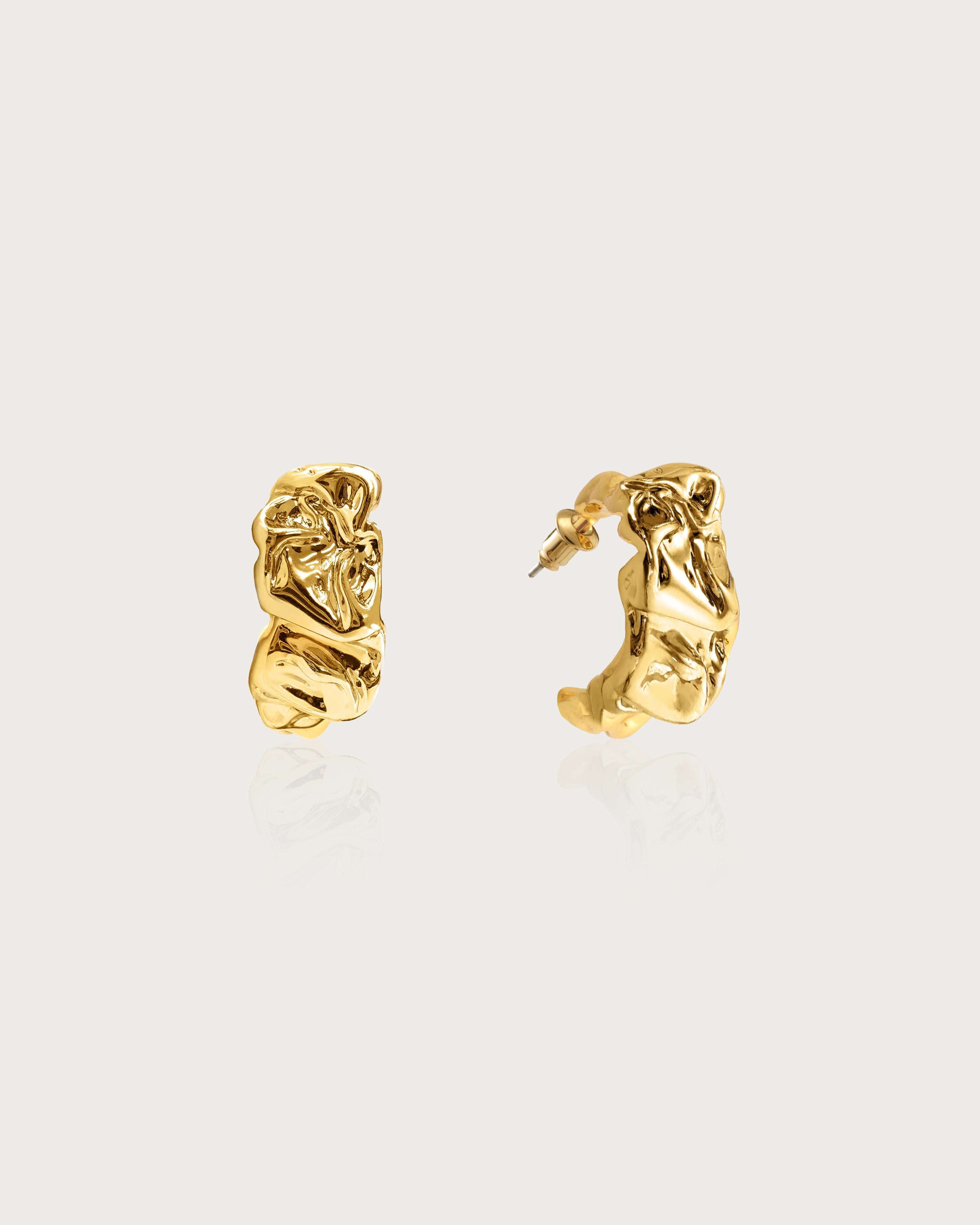 Textured Molten Gold Earrings for Women - Elegant Dangle Earrings for Party, Wedding & Everyday Wear