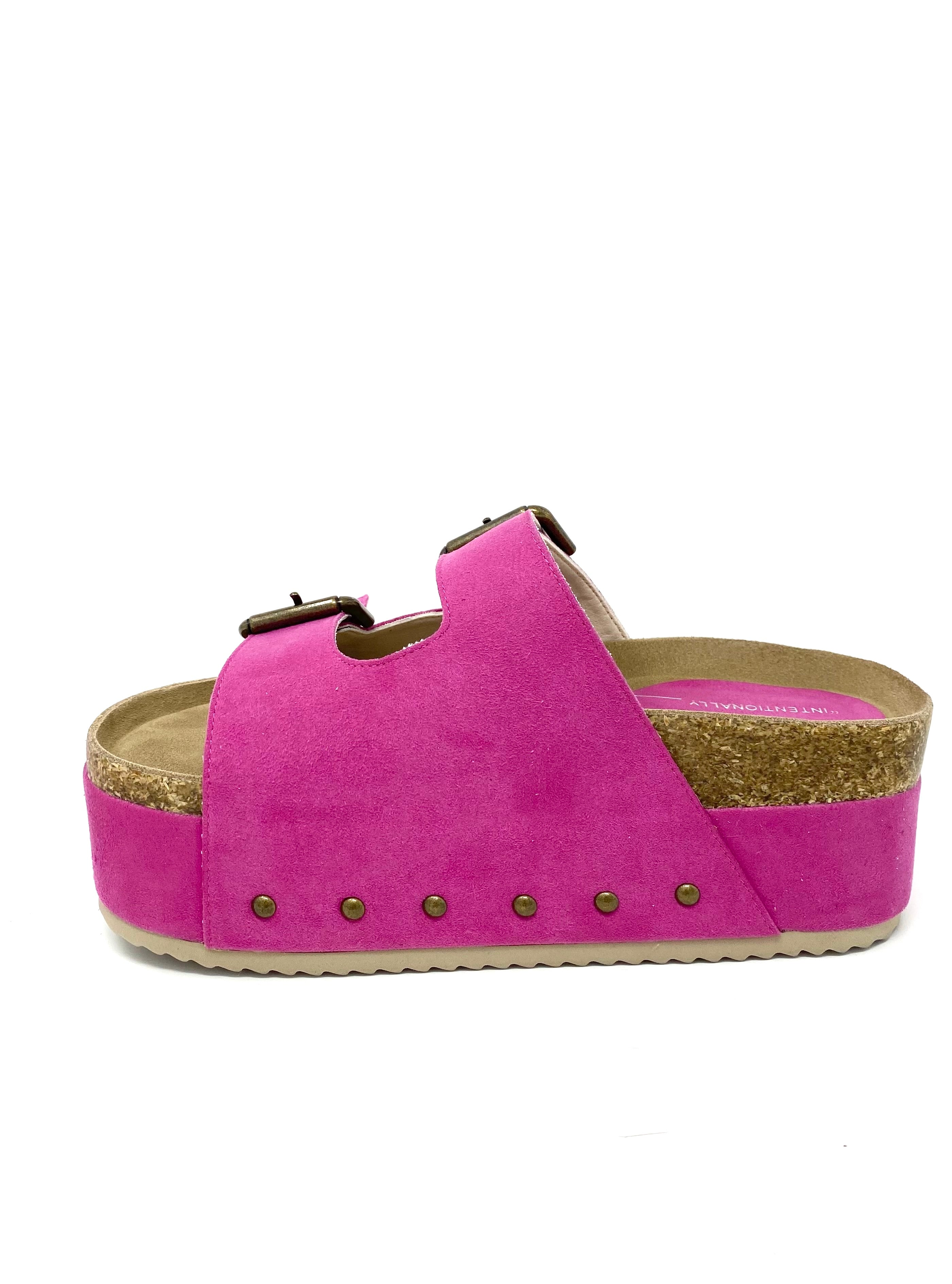 Intentionally Blank Women's Cooper 2 Platform Sandals - Fuchsia Pink Chunky Heel Summer Shoes for Beach, Vacation & Casual Outfits