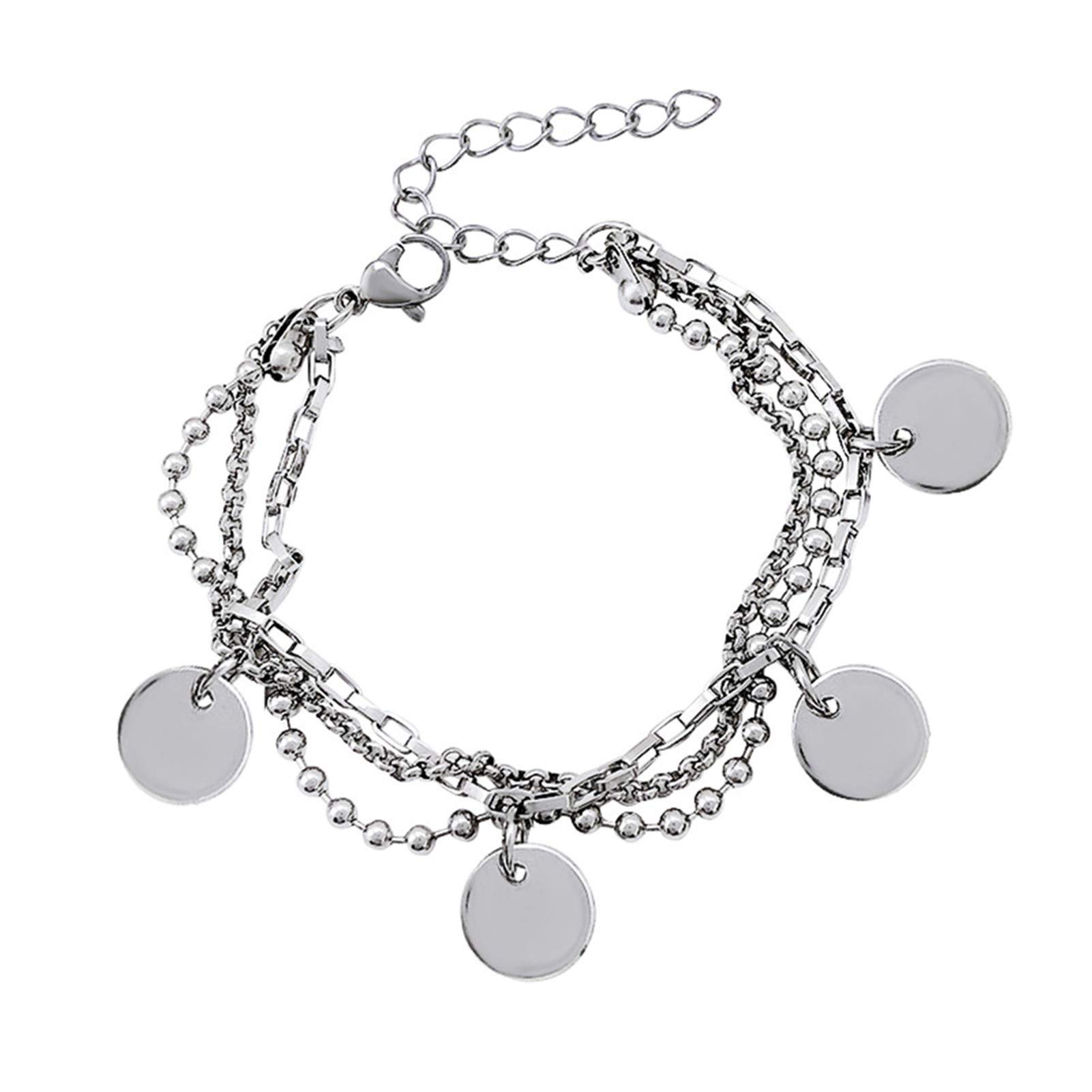 Elegant Stainless Steel Charm Bracelet for Women - Adjustable Link Jewelry with Pendant, Perfect for Gifts, Parties, and Everyday Wear