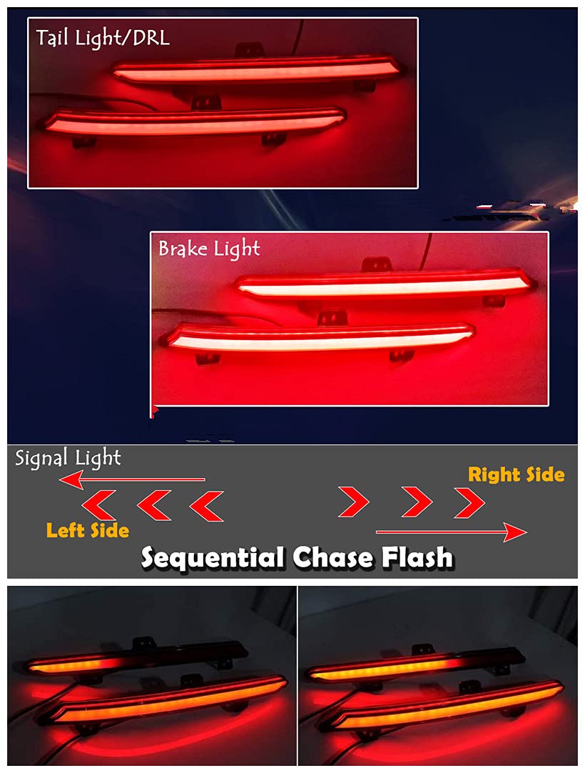 LED Rear Bumper Reflector Tail Lights with Sequential Turn Signal & Brake Lights - Smoke Lens Compatible with Honda Accord 10th Gen 2018-2022 - Upgrade Your Car's Style & Safety for Night Driving & Foggy Conditions