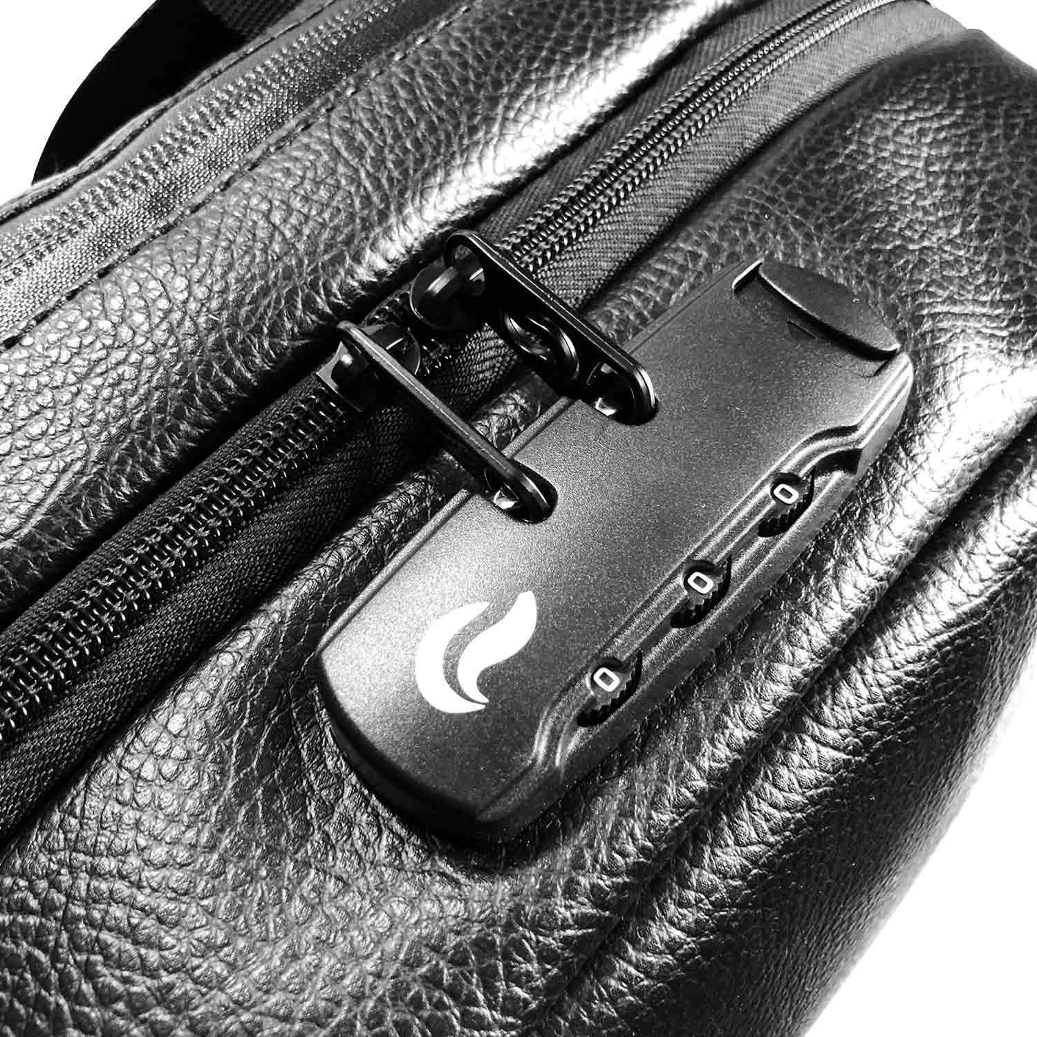 Skunk Elite Smell Proof Backpack - Odor Resistant Black Leather Backpack for Travel, Gym & Outdoor Activities | Durable & Stylish Storage Solution