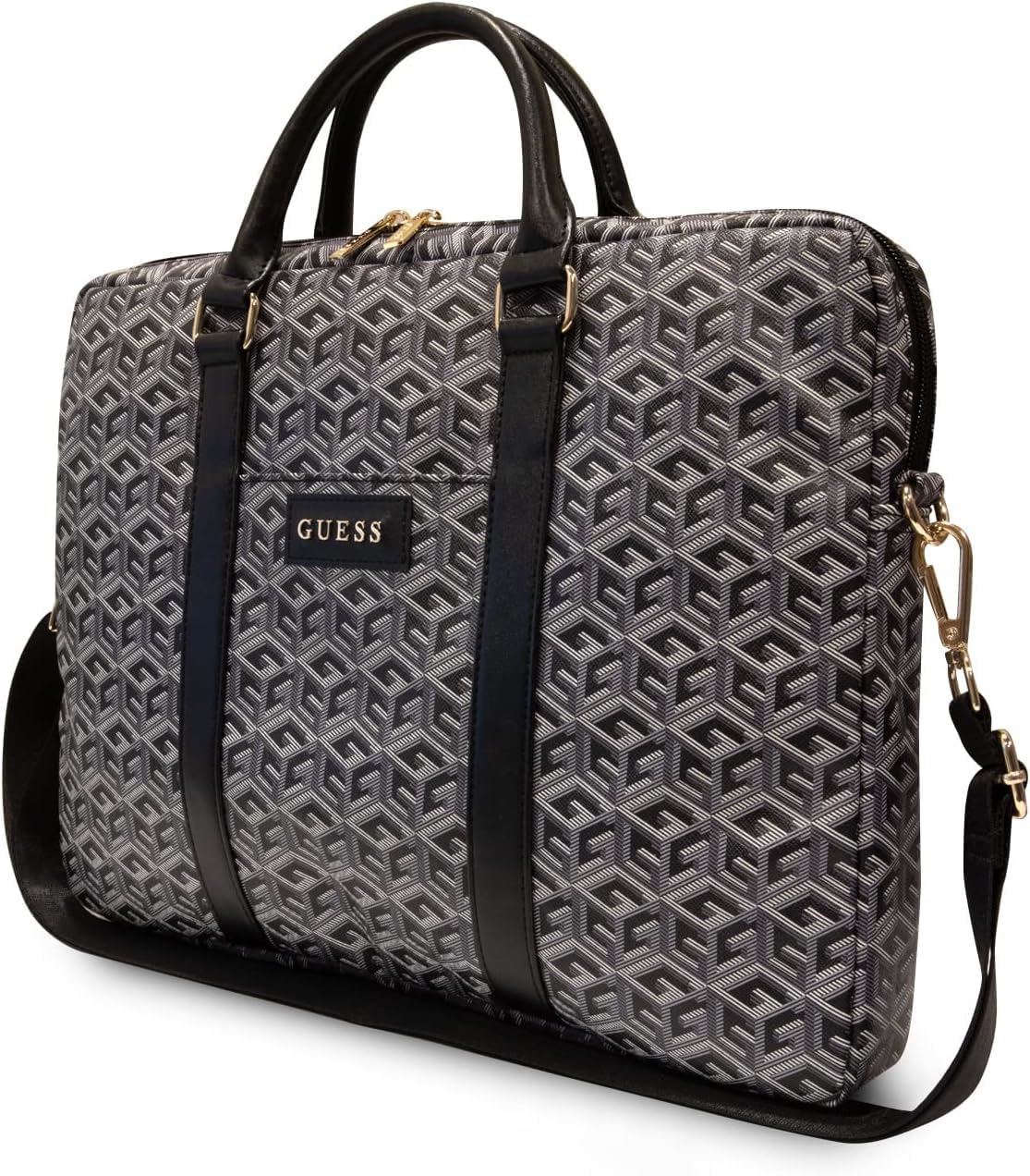 Guess Gcube Stripes Laptop Bag for 16 Inch Notebook - Black (GUCB15HGCFSEK) | Stylish Work & College Backpack for Women & Men | Perfect for Office, Travel & School