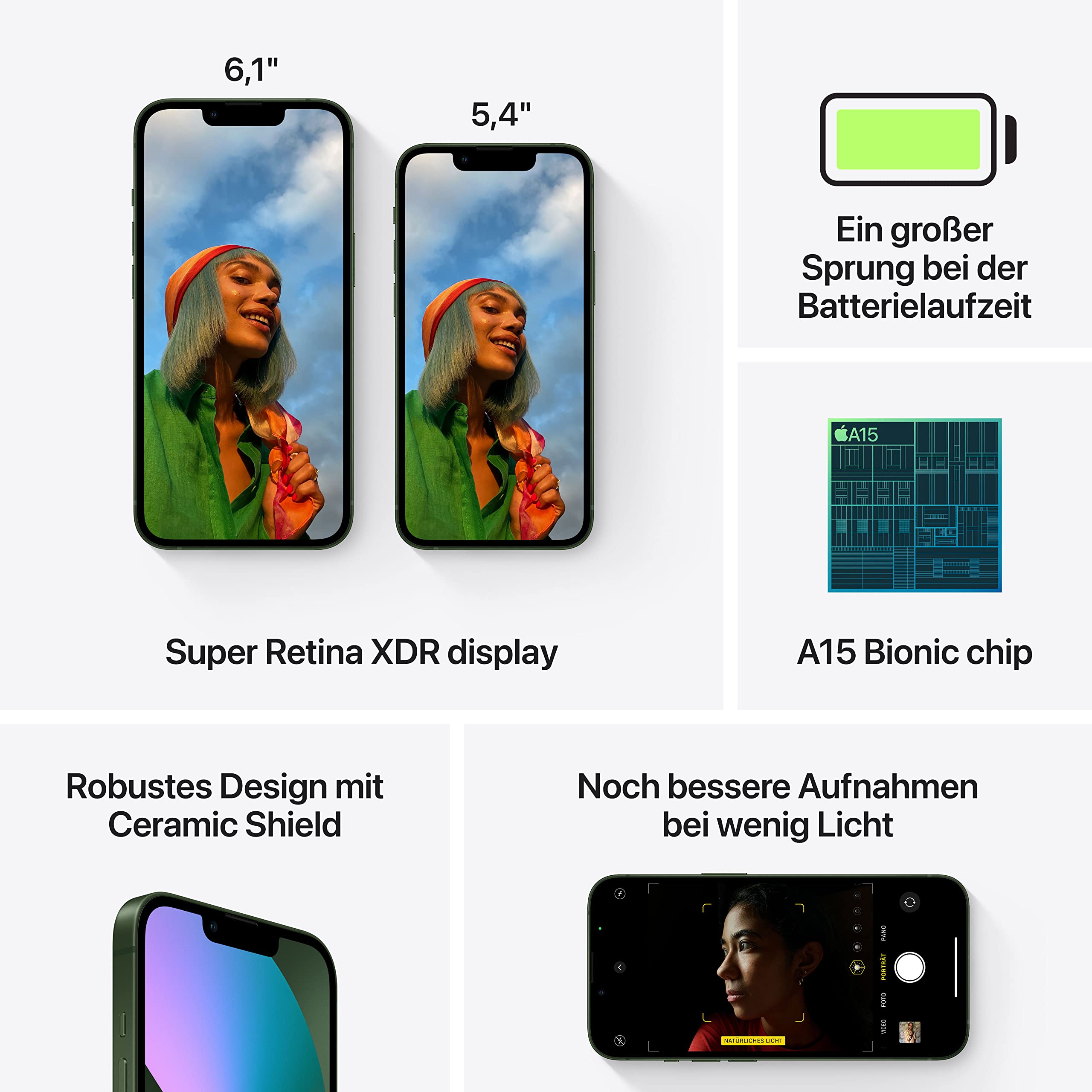 Refurbished Apple iPhone 13 256GB Green - Unlocked Smartphone for Travel, Work & Entertainment | Fast Performance & Stunning Display