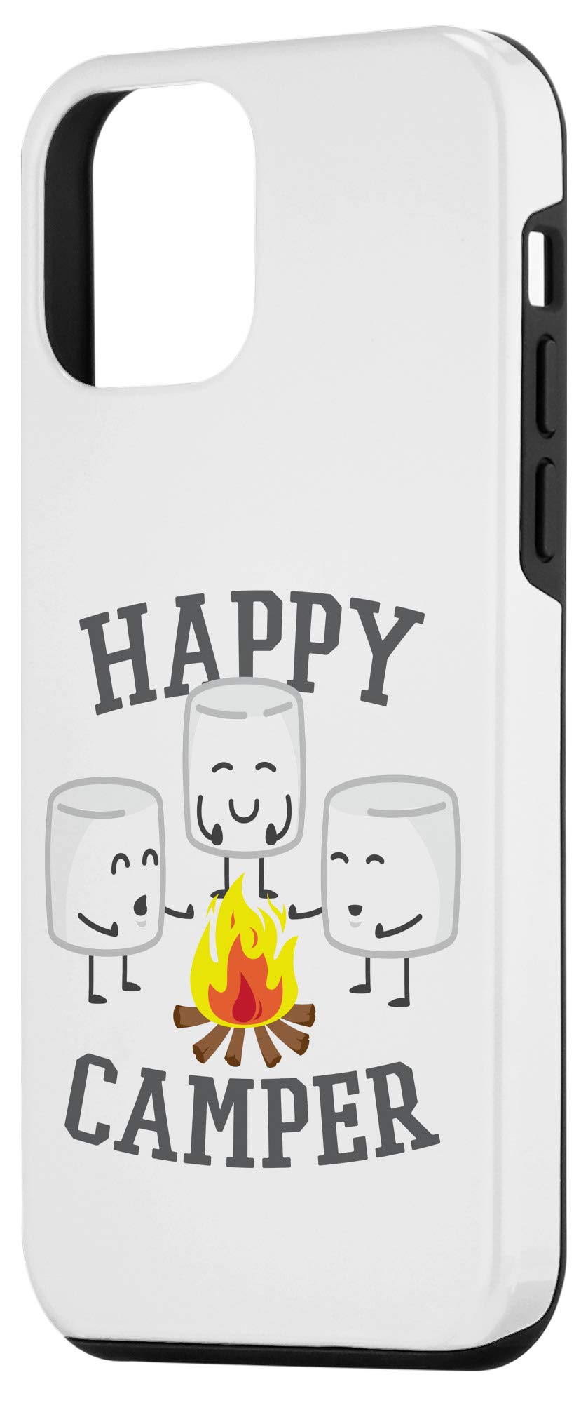 iPhone 12 Mini Case - Cute Marshmallows & Happy Camper Design | Slim Protective Cover for Everyday Use, Travel & Outdoor Adventures