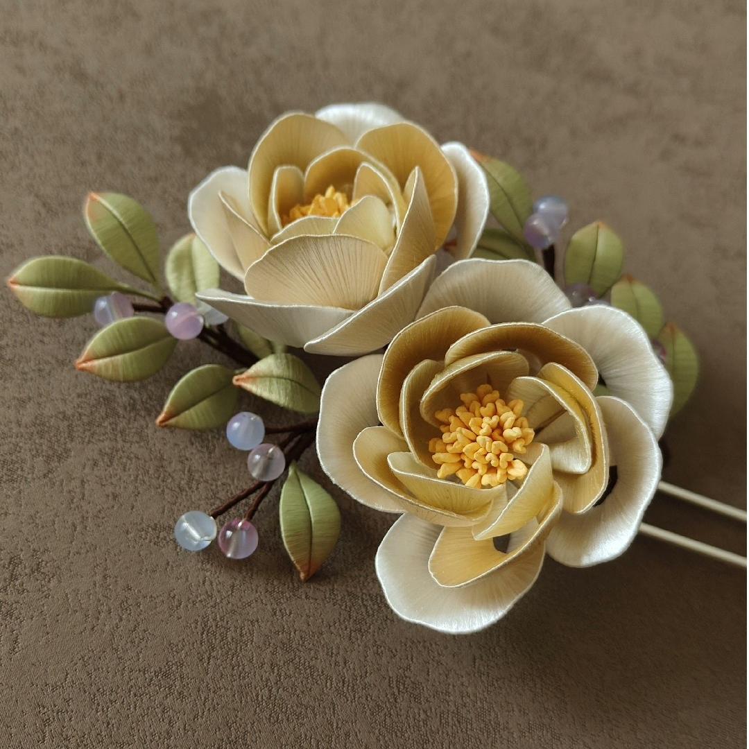 Yellow Rose Silk Hairpin - Handmade Bespoke Hair Accessory for Women | Elegant Floral Hair Clip for Weddings, Parties & Special Occasions