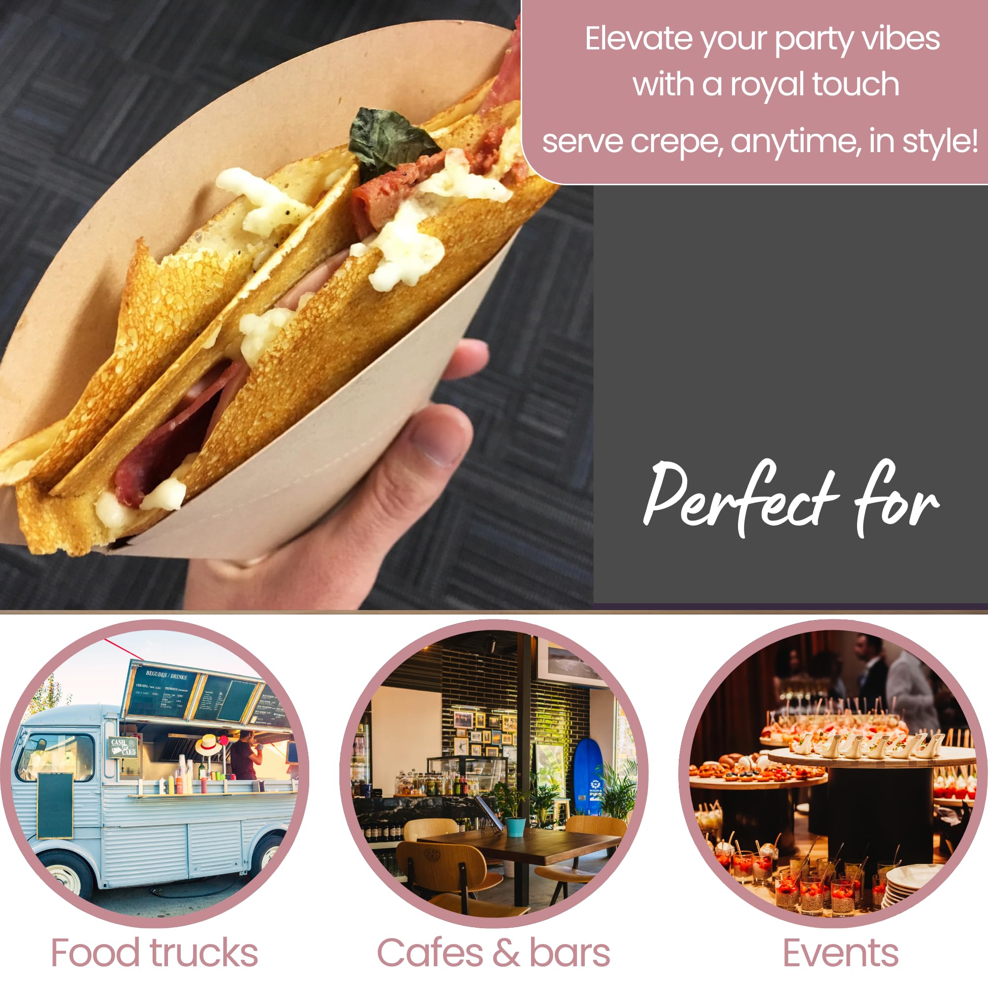 Heavy Duty Commercial Crepe Holder - 300 GRAM Perforated Cardboard for Crepe Cones - Bulk Pack of 1350 - Perfect for Bakeries, Catering & Party Decorations