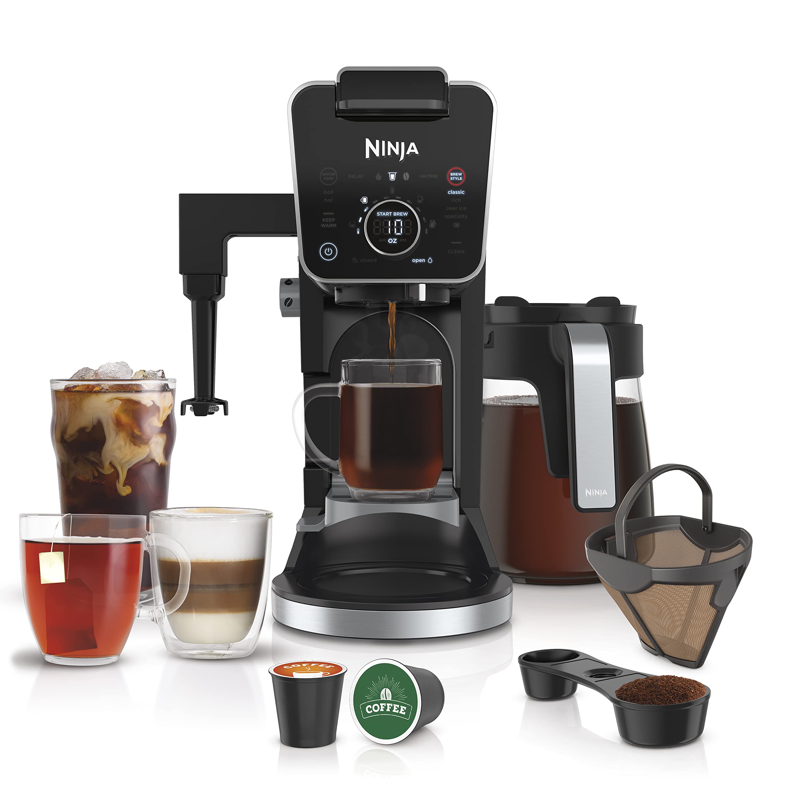 Ninja DualBrew Pro Specialty Coffee Maker - 12-Cup Hot & Iced Coffee Machine with K-Cup Compatibility, Permanent Filter & Single-Serve Convenience | Perfect for Home, Office & Entertaining (Model CFP307)
