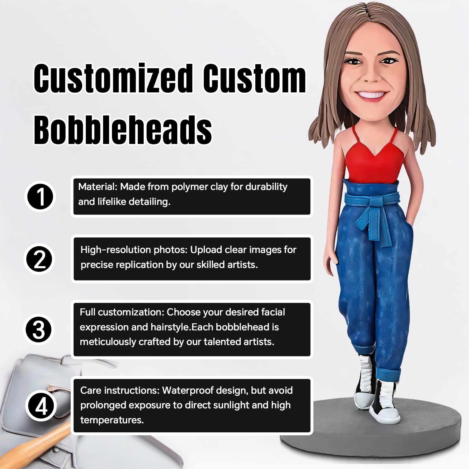 Custom Bobbleheads for Women - Personalized Handmade Collectible Figurine | Unique Gift for Fashion Lovers, Birthday & Anniversary Present | Perfect for Home Decor, Office Desk & Gift Giving