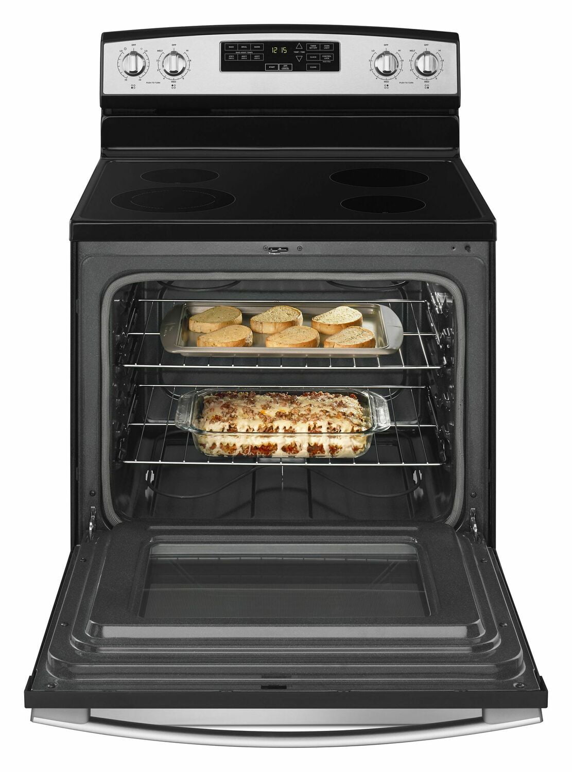 Amana AER6603SFS 30 Inch Electric Range with Self-Cleaning Function - Black Stainless Steel Finish for Modern Kitchens & Home Cooking