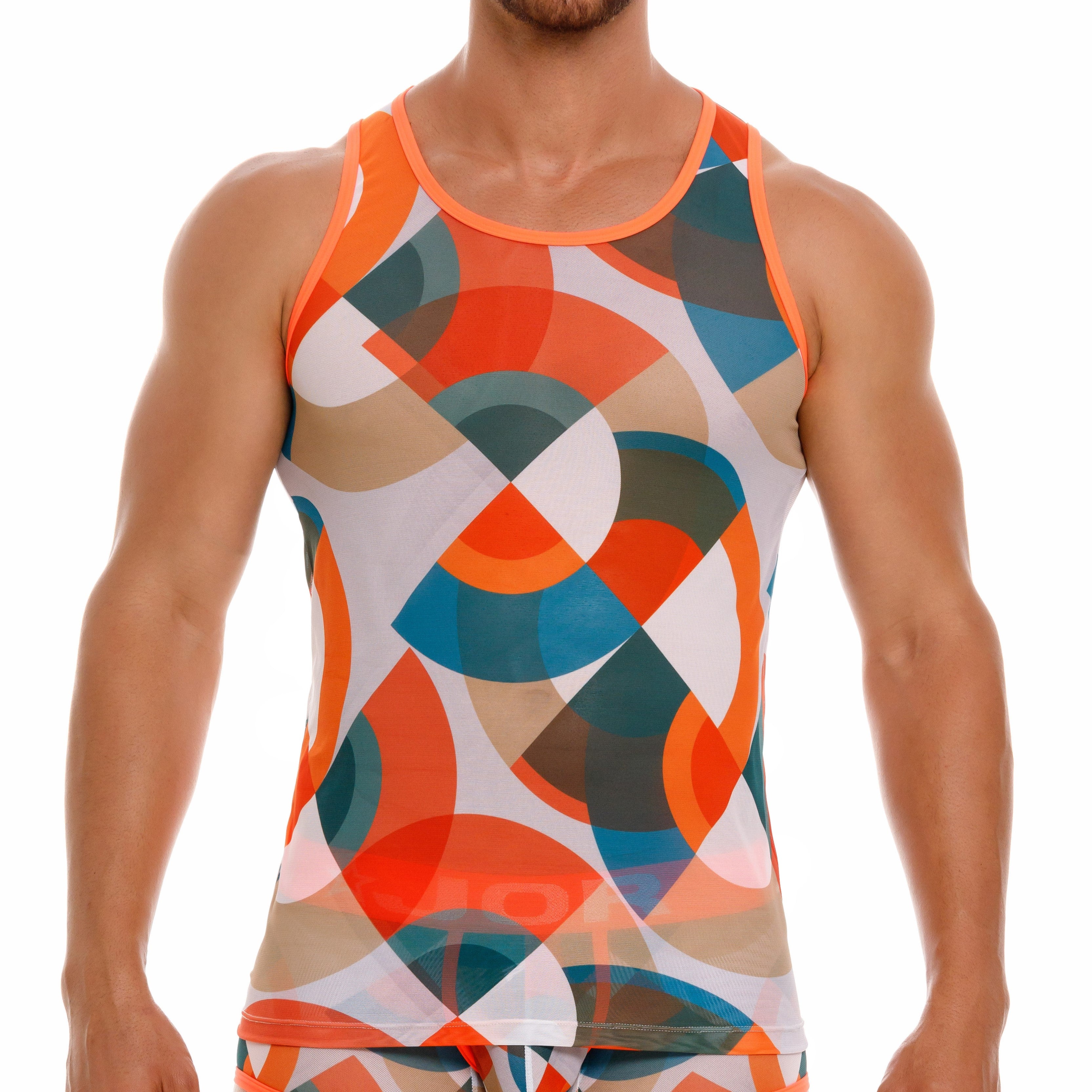JOR Boreal Mesh Slim Fit Tank Top for Men - Breathable & Lightweight Orange Workout Shirt - Gym, Running, Yoga & Casual Wear